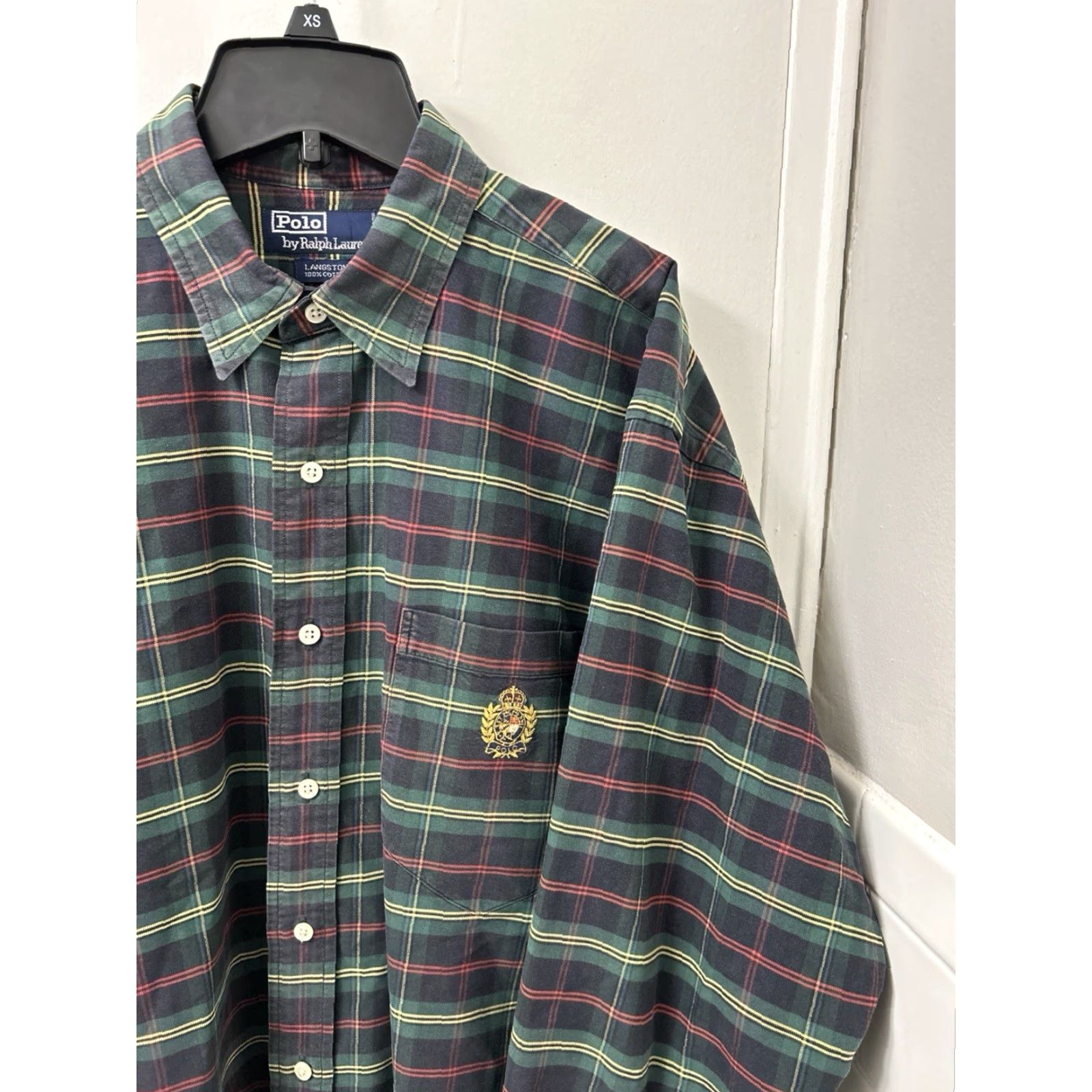Polo Ralph Lauren VTG Polo Ralph Lauren Langston Shirt Mens L Green Plaid Button-Down L/S, Embroidered Crest, Classic Fit Size US L / EU 52-54 / 3 - 4 Thumbnail