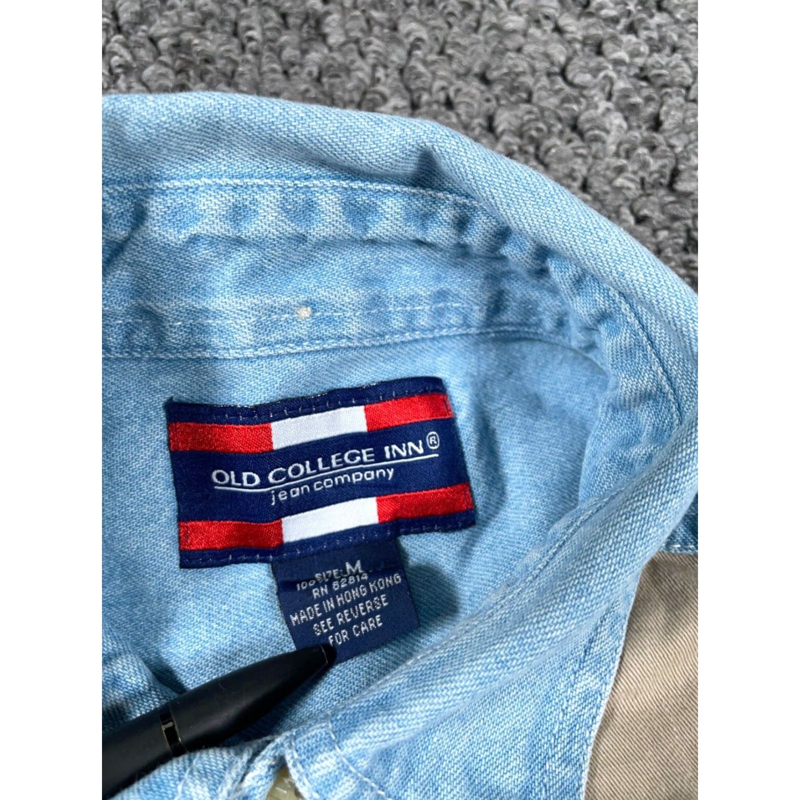 Denime Vintage Shirt Adult Medium Blue Denim Cotton Long Sleeve Button-Up Heavyweight Workwear Retro Grunge Mens Size US M / EU 48-50 / 2 - 3 Thumbnail