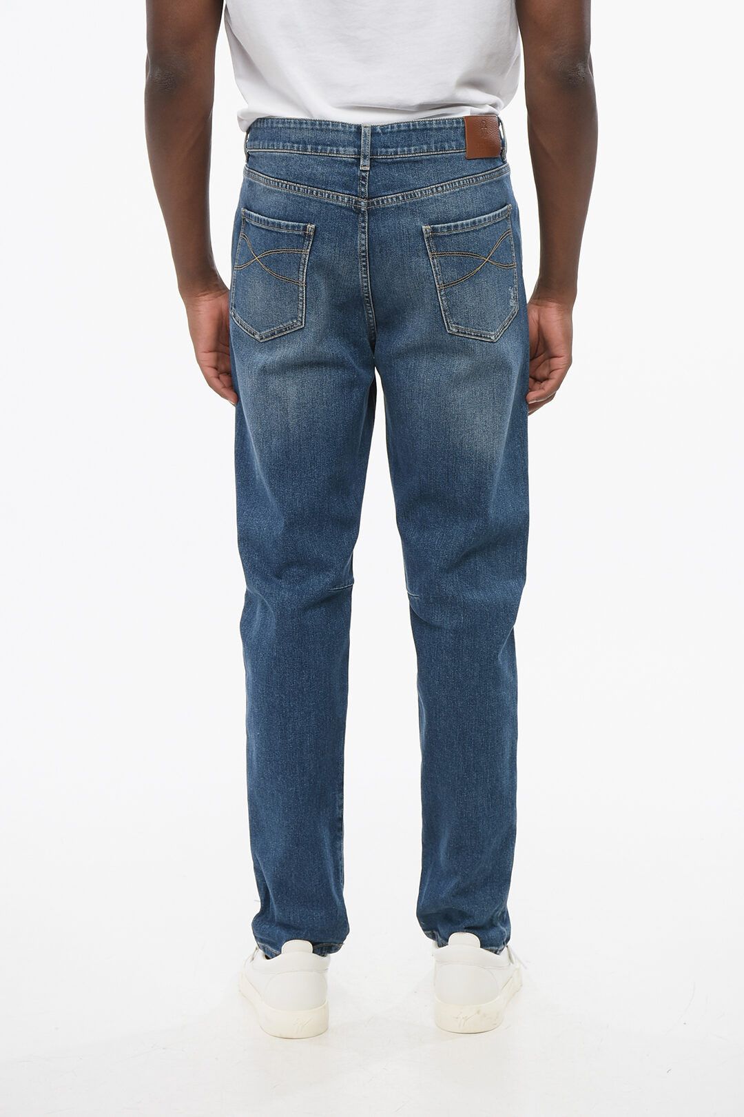 Brunello Cucinelli og1mm0725 Distressed Detailed Slim Fit Denim in Blue Size US 40 / EU 56 - 4 Thumbnail