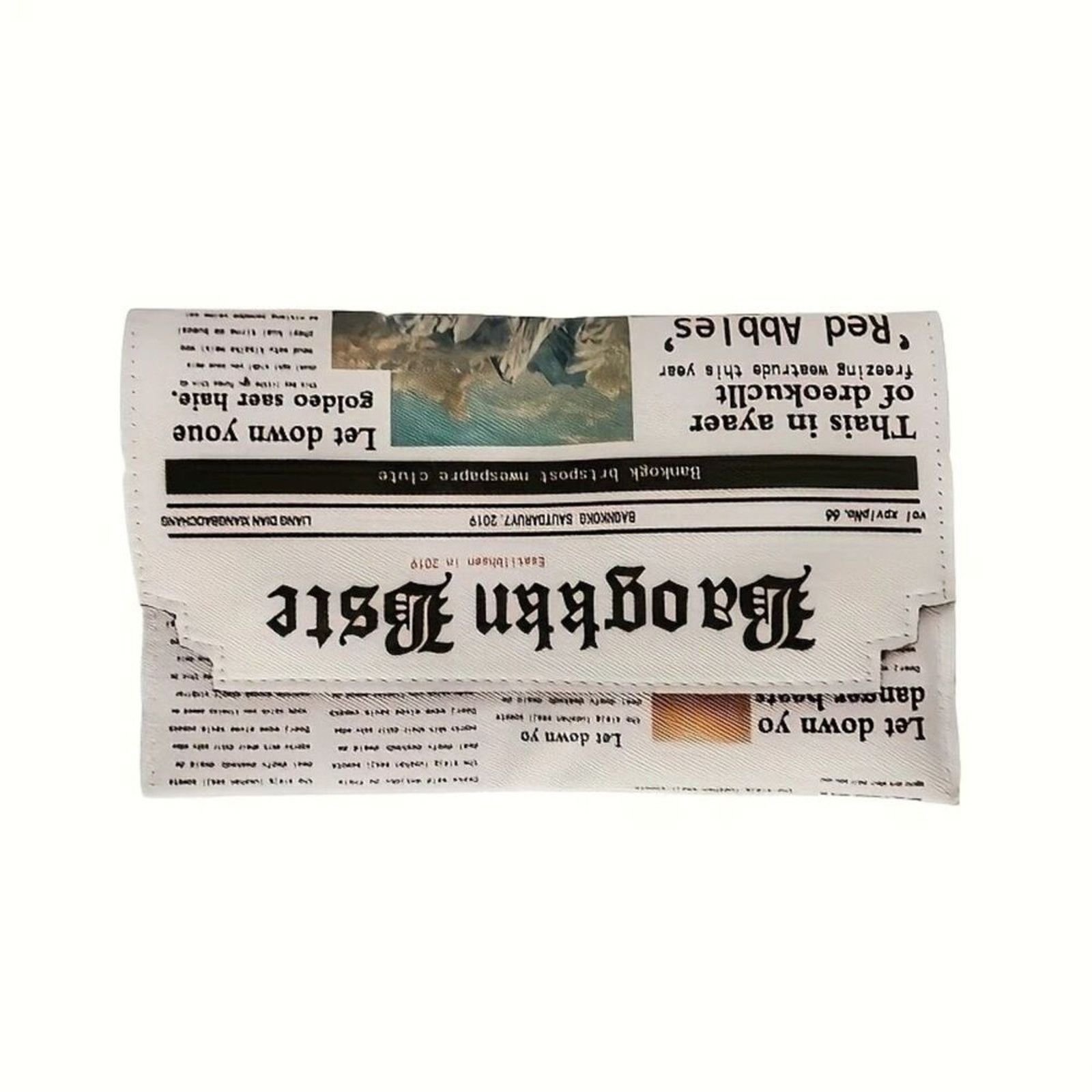 Other Chic Newspaper Print Crossbody Clutch Purse with Gold Chain Size ONE SIZE - 5 Thumbnail