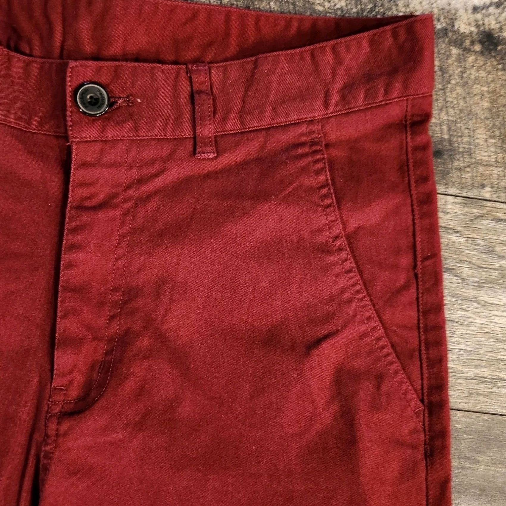 Vintage Plaid & Plain Chino Pants Mens 29x30 Skinny Stretchy Burgundy Red NWT Size US 29 - 6 Thumbnail