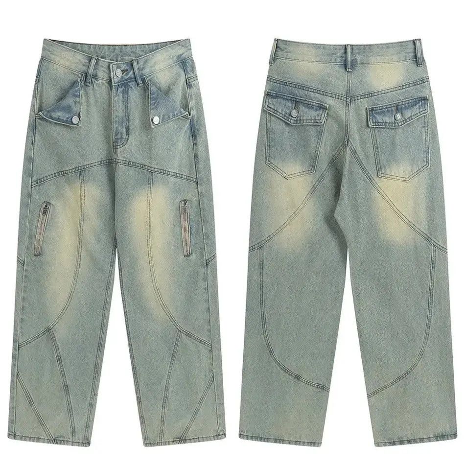 Japanese Brand × Jean Topstitched Seam Baggy Flared Jeans Men y2k Size US 32 / EU 48 - 6 Thumbnail