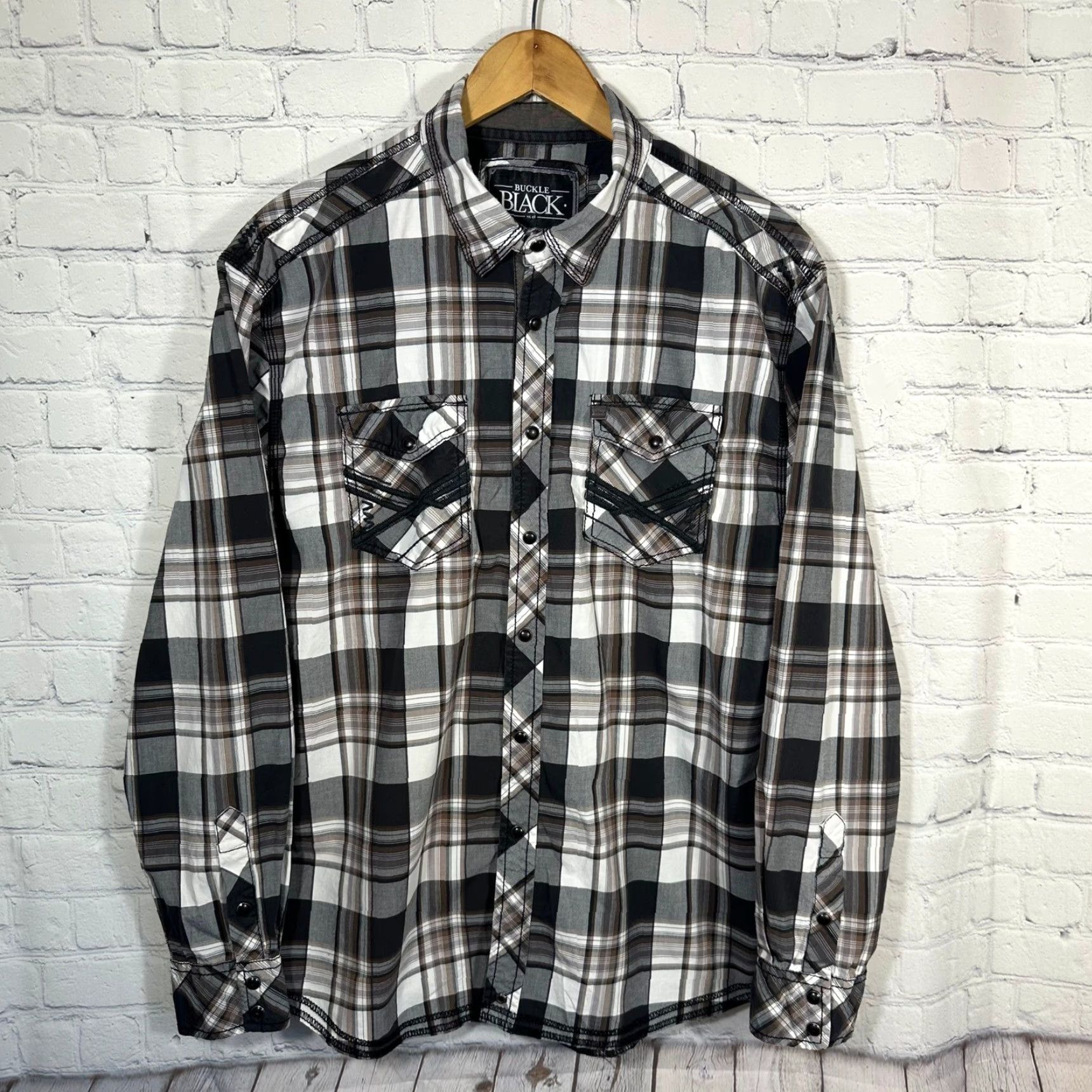 Buckle Black Buckle Black No 48 Mens Shirt Plaid Button Down Relaxed Fit L Multicolor Western Casual Workwear Long Sleeve Pocketed Size US L / EU 52-54 / 3 - 2 Thumbnail