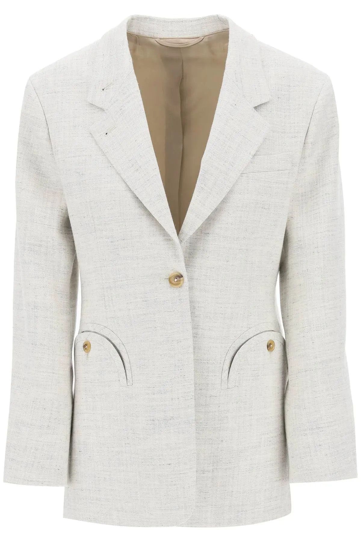 image of O1S22I1N0424 Daisy Laluna Single-Breasted Blazer In Grey, Women's (Size XS)