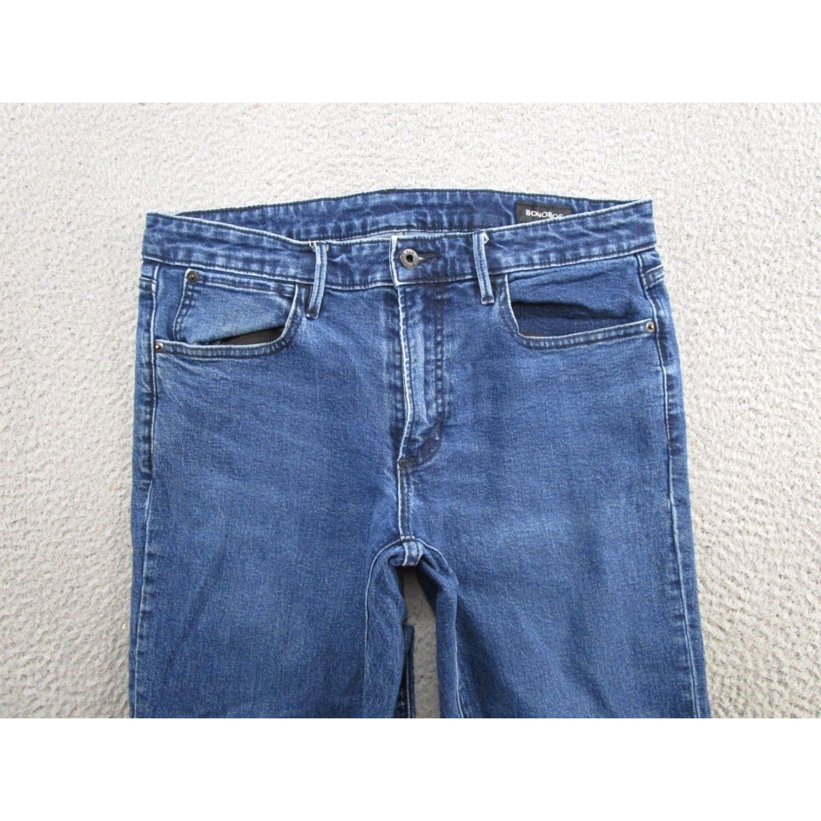 Bonobos Bonobos Jeans Mens Straight Leg Mid Rise 33x32 Blue Denim Medium Wash Adjustable? No Size US 33 - 3 Thumbnail