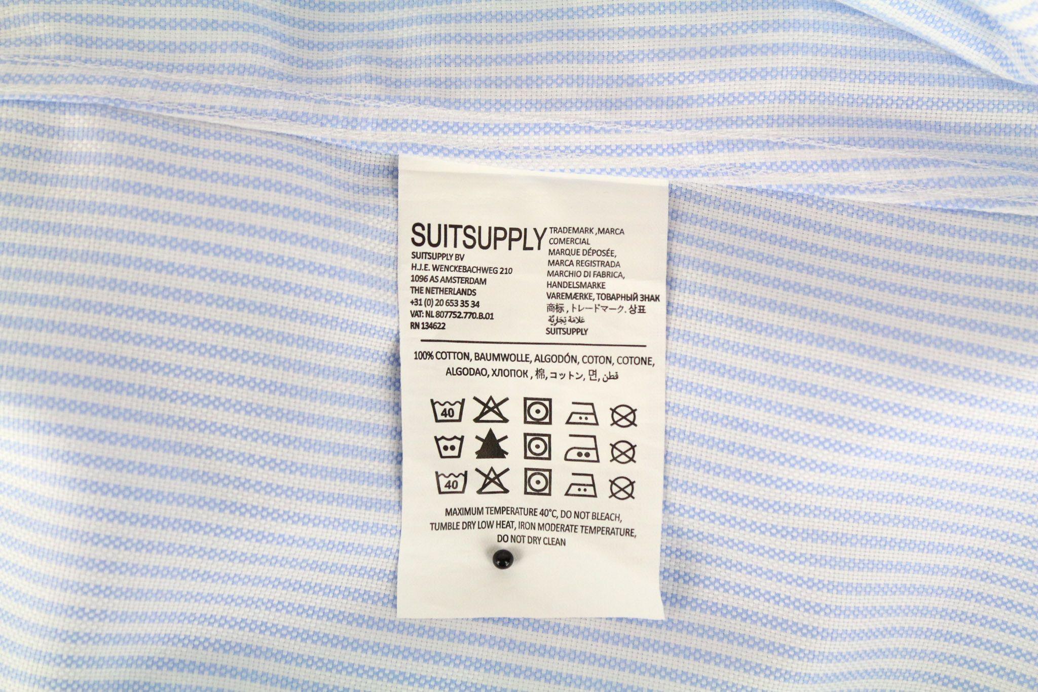 Suitsupply 38L/15L Extra Slim Blue Cotton Striped 72684 Size 38L - 6 Thumbnail
