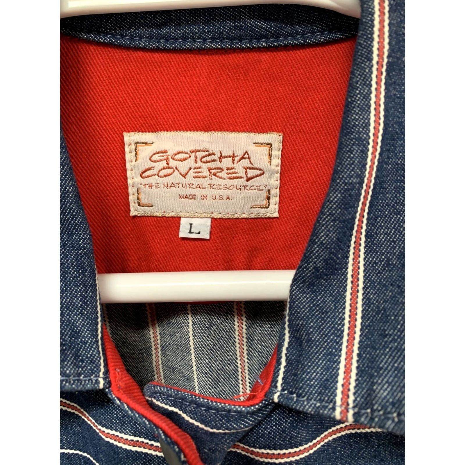 Gotcha VINTAGE GOTCHA COVERED Womens Large Jacket Denim Red White Blue Patriotic Size L / US 10 / IT 46 - 4 Thumbnail