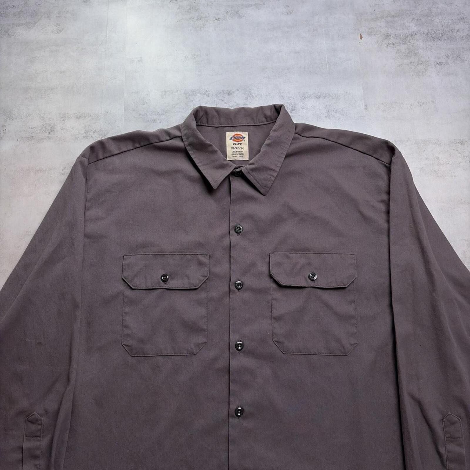 Dickies Y2K Grey Dickies Workwear Long Sleeve Button Up Shirt Size US XL / EU 56 / 4 - 2 Thumbnail