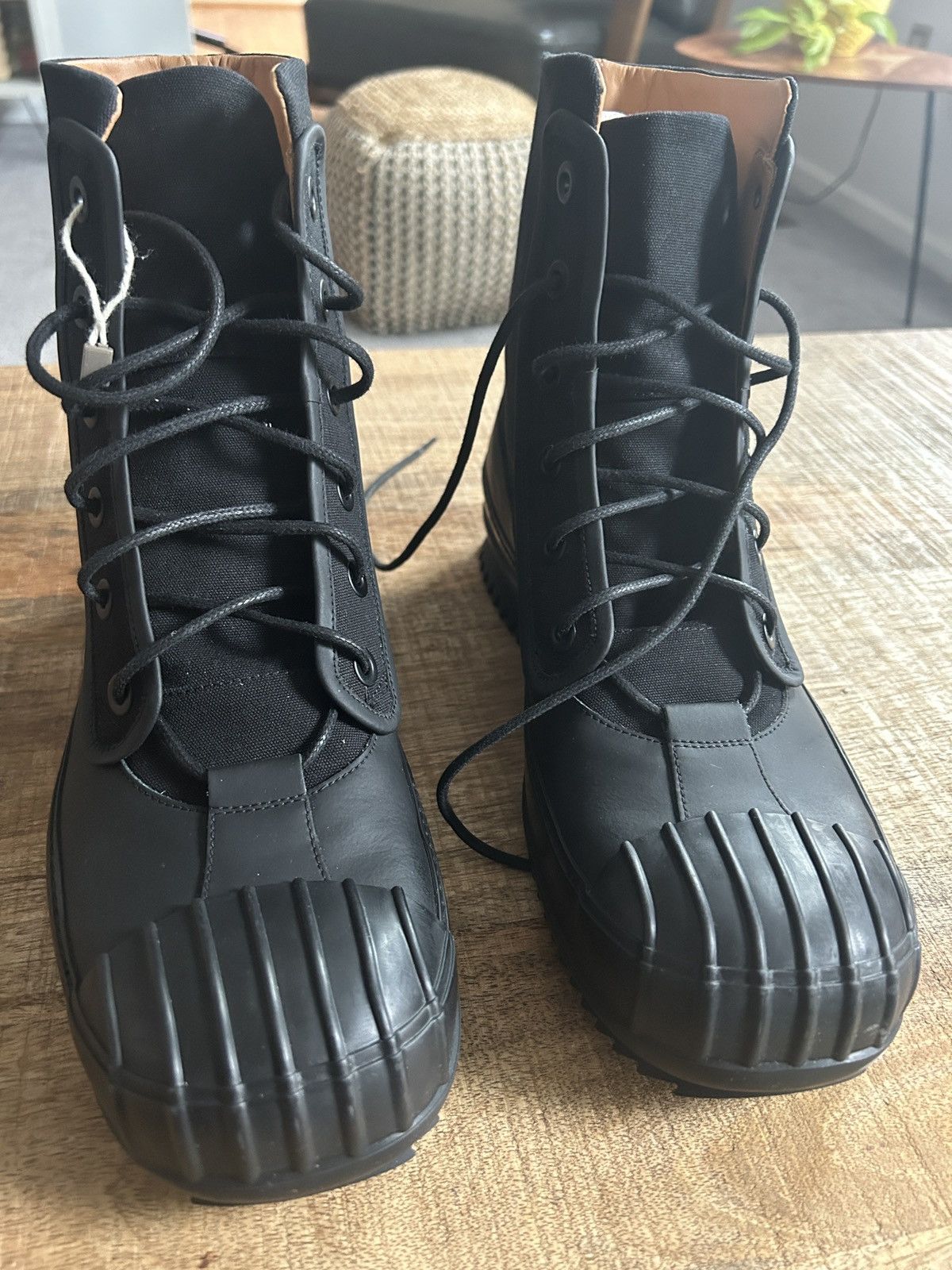 Maison Margiela Maison Margiela leather trimmed boot high top designer black Size US 10 / EU 43 - 1 Thumbnail