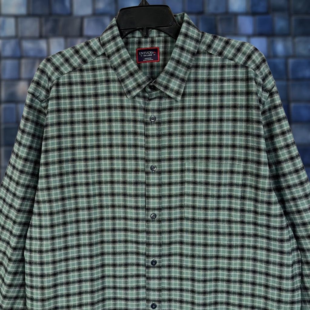 UNTUCKit UNTUCKit Shirt Mens 2XL Green Plaid Flannel Long Sleeve Button Front Casual Size US XXL / EU 58 / 5 - 1 Thumbnail