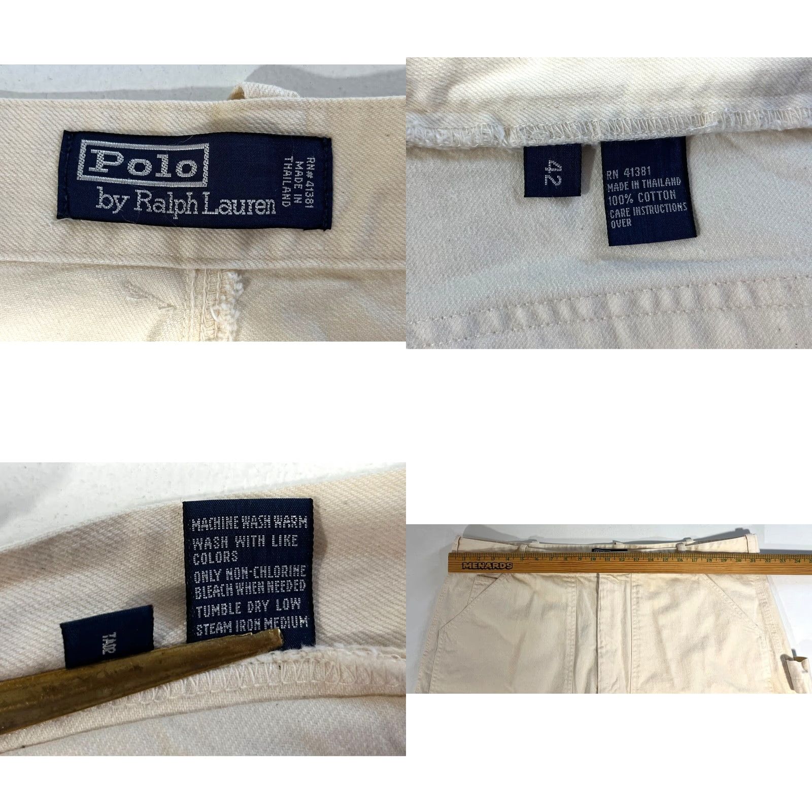 Polo Ralph Lauren Polo Ralph Lauren Men'S Carpenter Shorts 10" Sz 42 Off-White 90s Vintage Cotton Canvas Casual 42 Mens Size US XL / EU 56 / 4 - 8 Thumbnail
