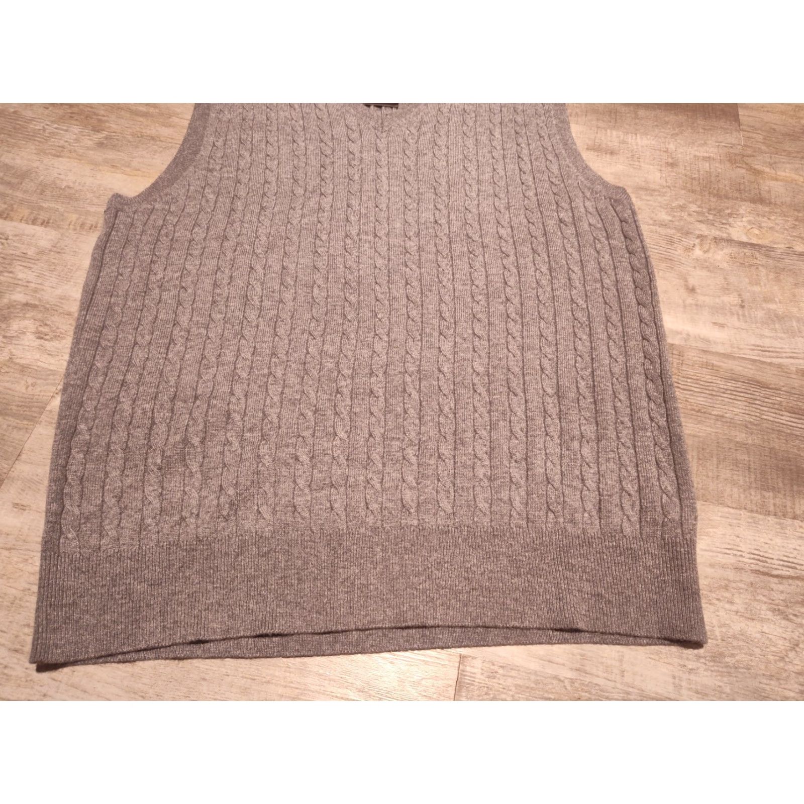 Vintage Kallspin NWT Sweater Vest Cashmere Wool Blend V Neck L Tall Cable knit Gray Mens Size US XXL / EU 58 / 5 - 2 Thumbnail