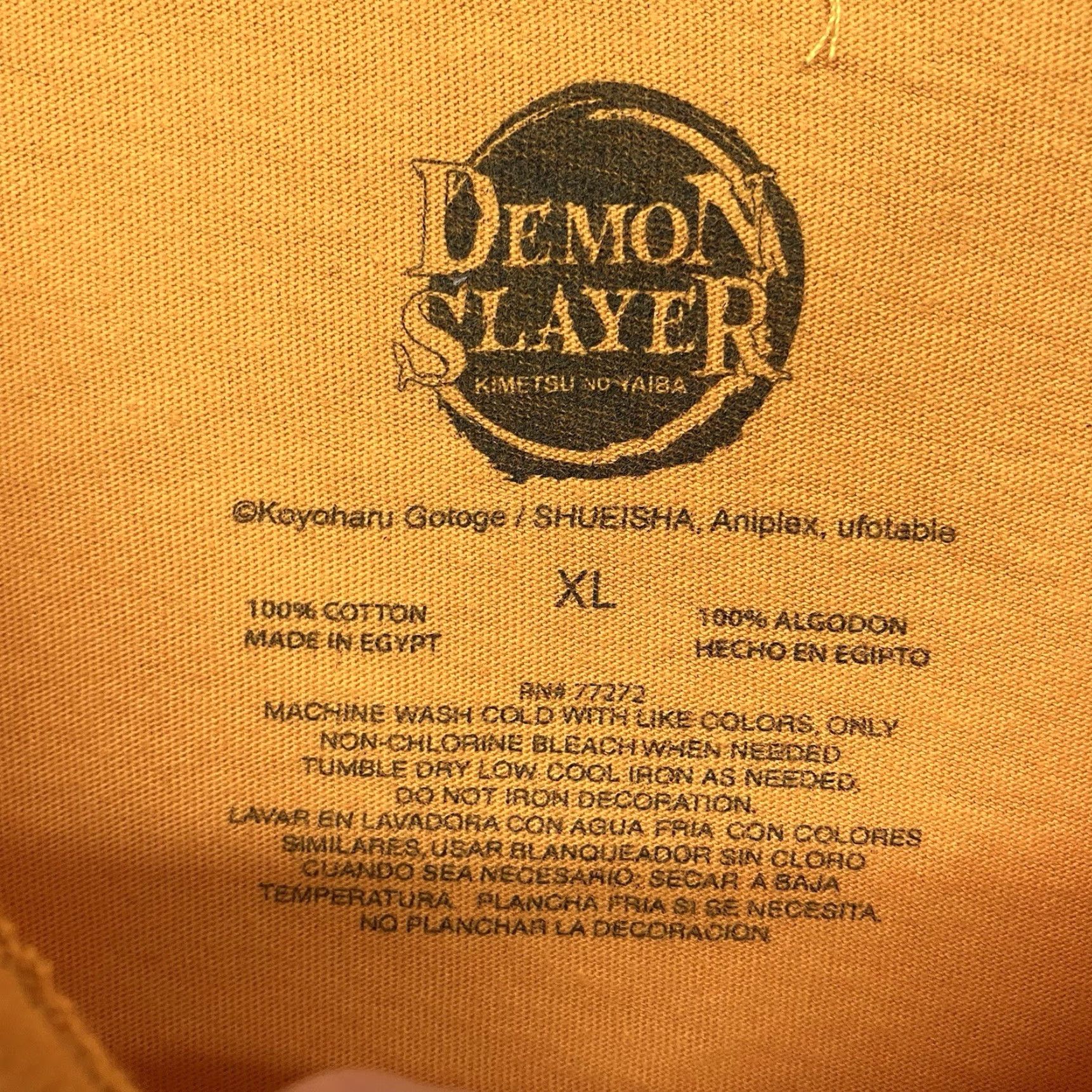 Vintage Demon Slayer CORPS Zenitsu Agatsuma Golden Yellow T-Shirt All Cotton Mens XL Size US XL / EU 56 / 4 - 4 Thumbnail