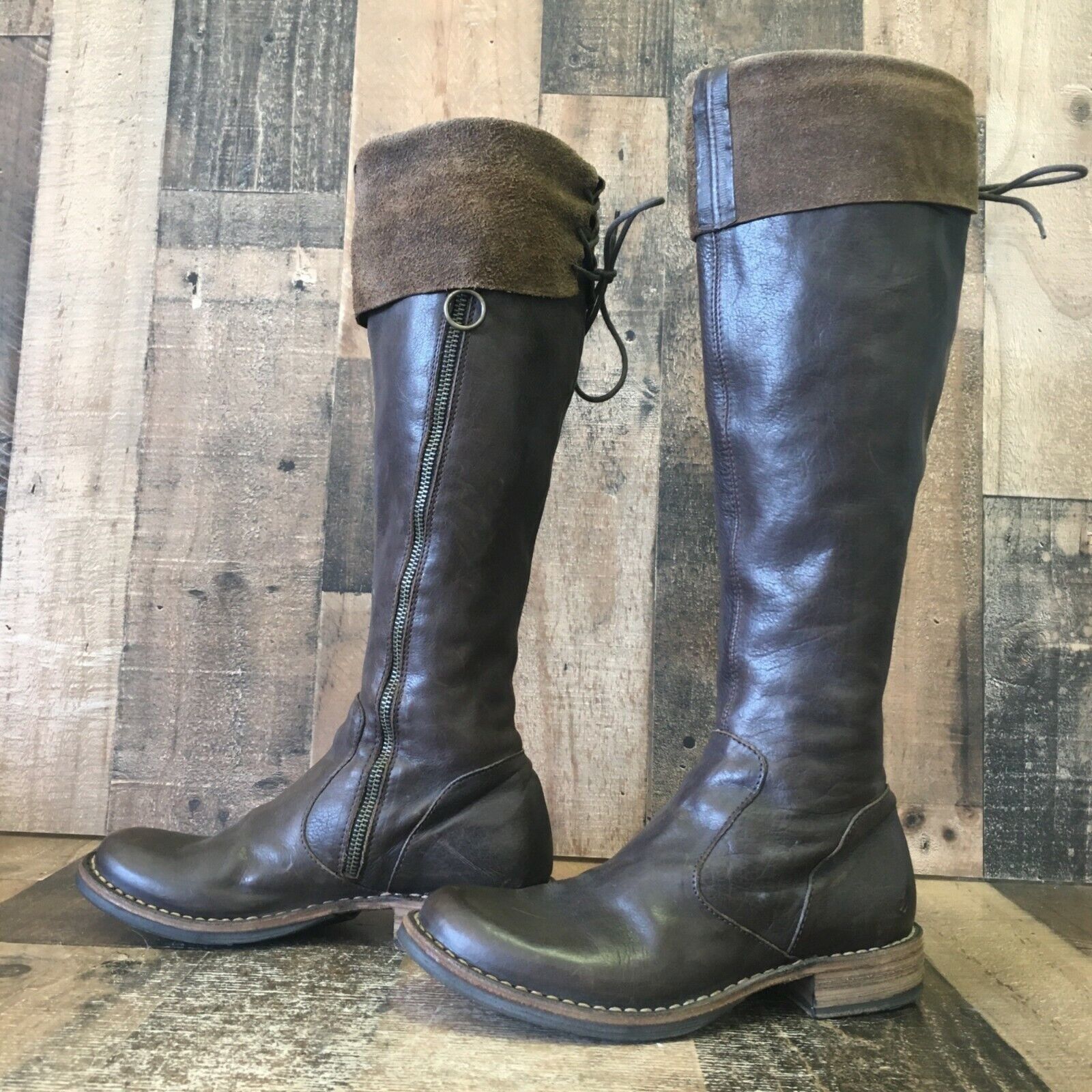 image of Fiorentini Baker Tall Brown Side Zip Boots Women Eur 36 Us 6