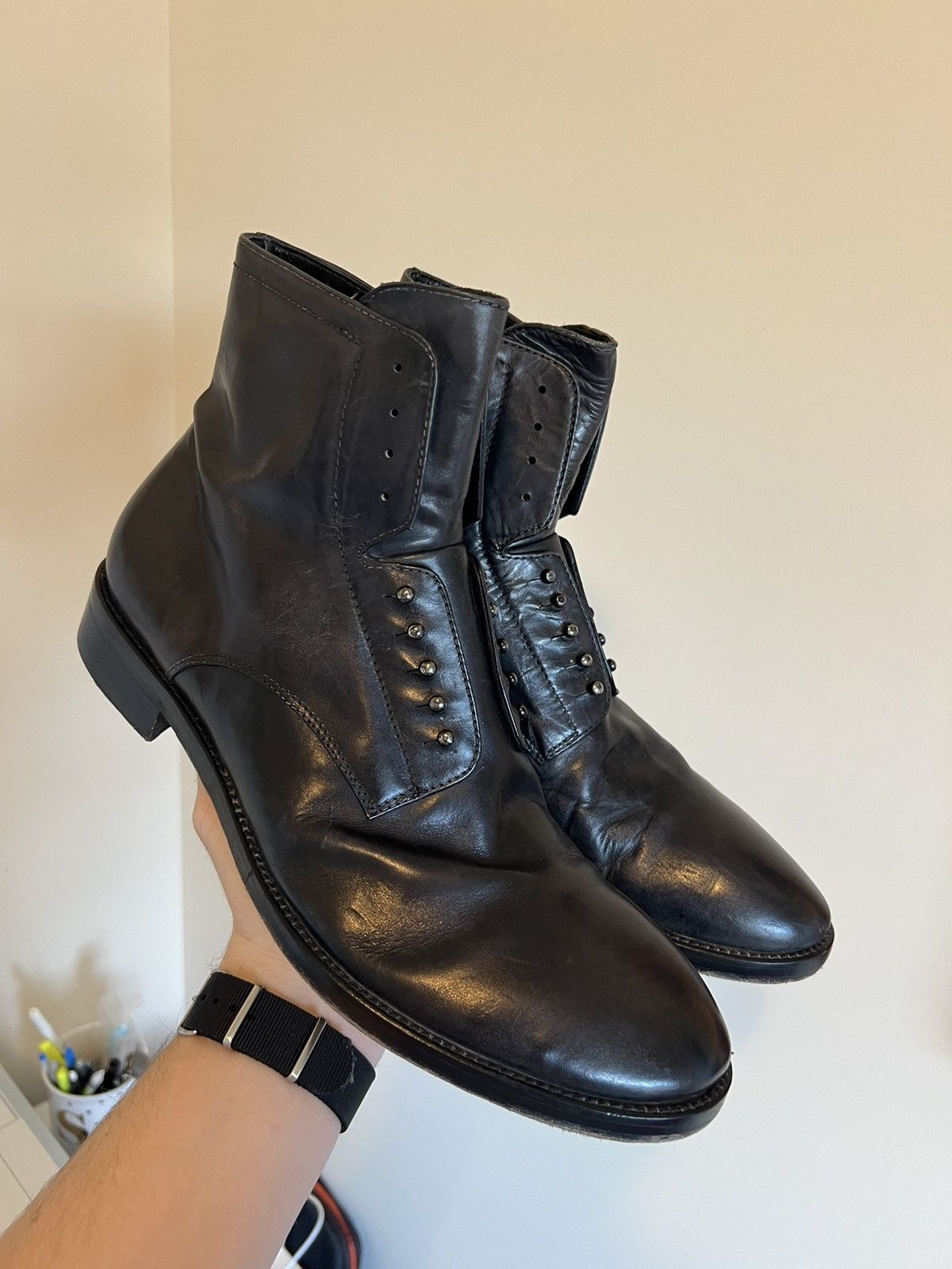 image of Men's Jo Ghost Cowboy Style Ankle Zip Boots Size Eu 44 in Bronze Brown