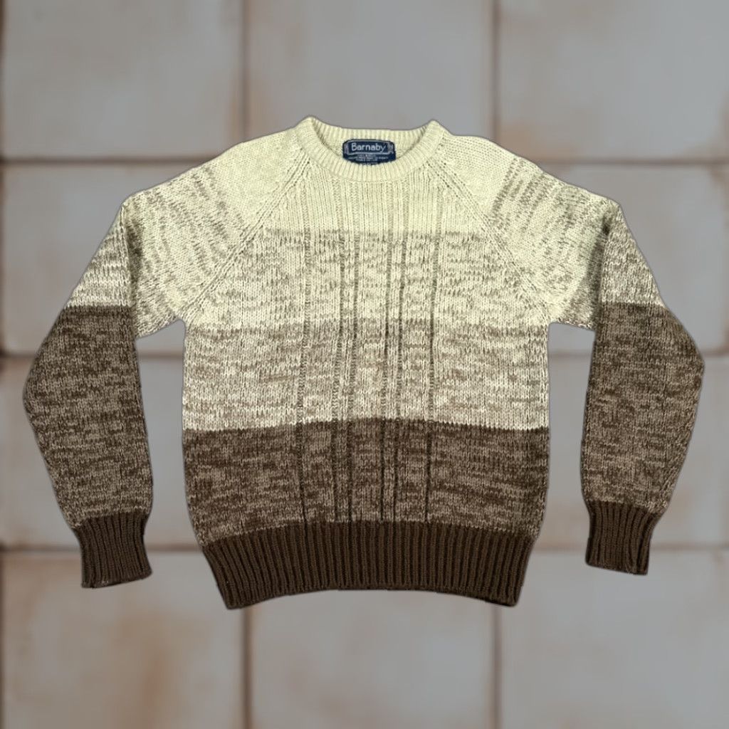 Vintage VINTAGE Barnaby Sweater Adult SMALL Brown Cream Speckled Cable Knit Ribbed 80s Size US S / EU 44-46 / 1 - 1 Thumbnail