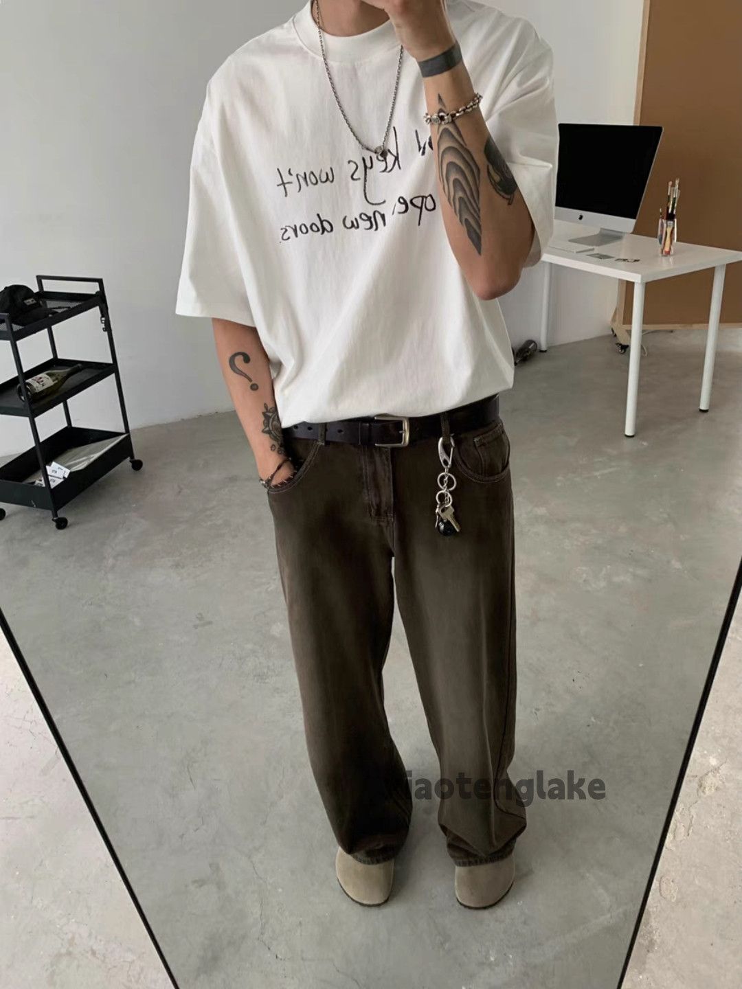 Jean × Vintage washed faded cleanfit skate hiphop loose baggy jeans Size US 32 / EU 48 - 1 Thumbnail
