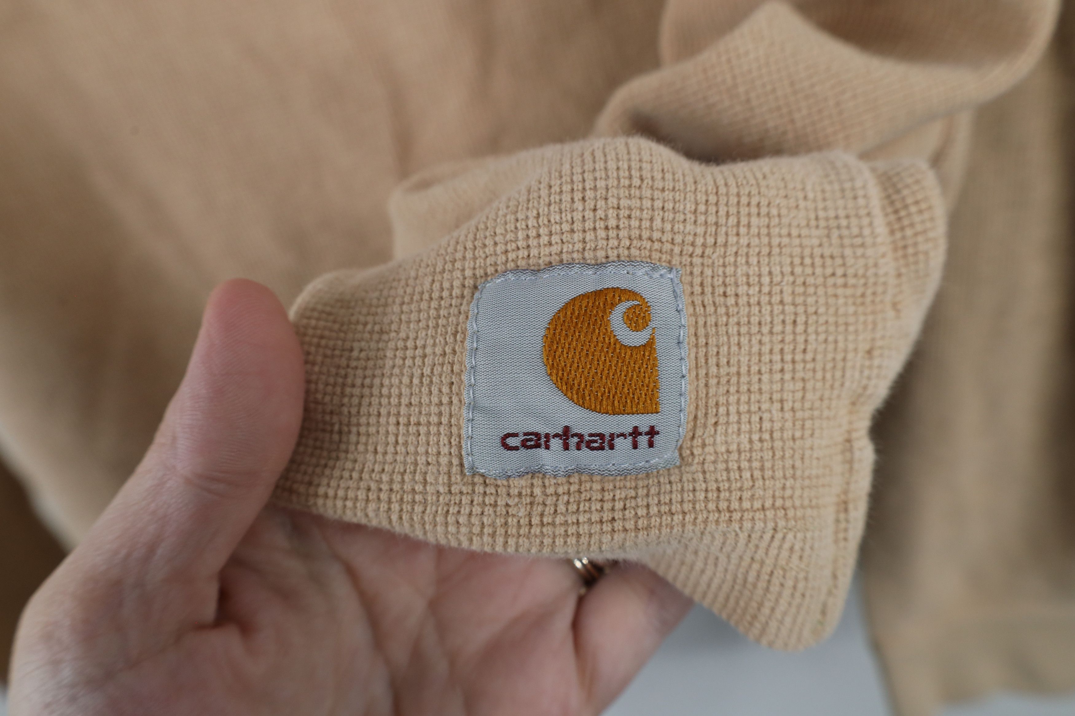 Carhartt × Vintage Vintage Carhartt Thermal Waffle Knit Henley T-Shirt Beige Size US XL / EU 56 / 4 - 4 Thumbnail