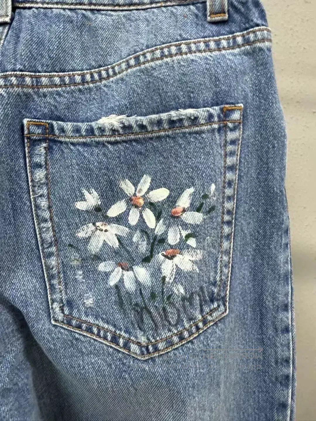 Miu Miu Miu Miu Hand-Painted Daisy Jeans. Size 25" / US 0 / IT 36 - 3 Thumbnail