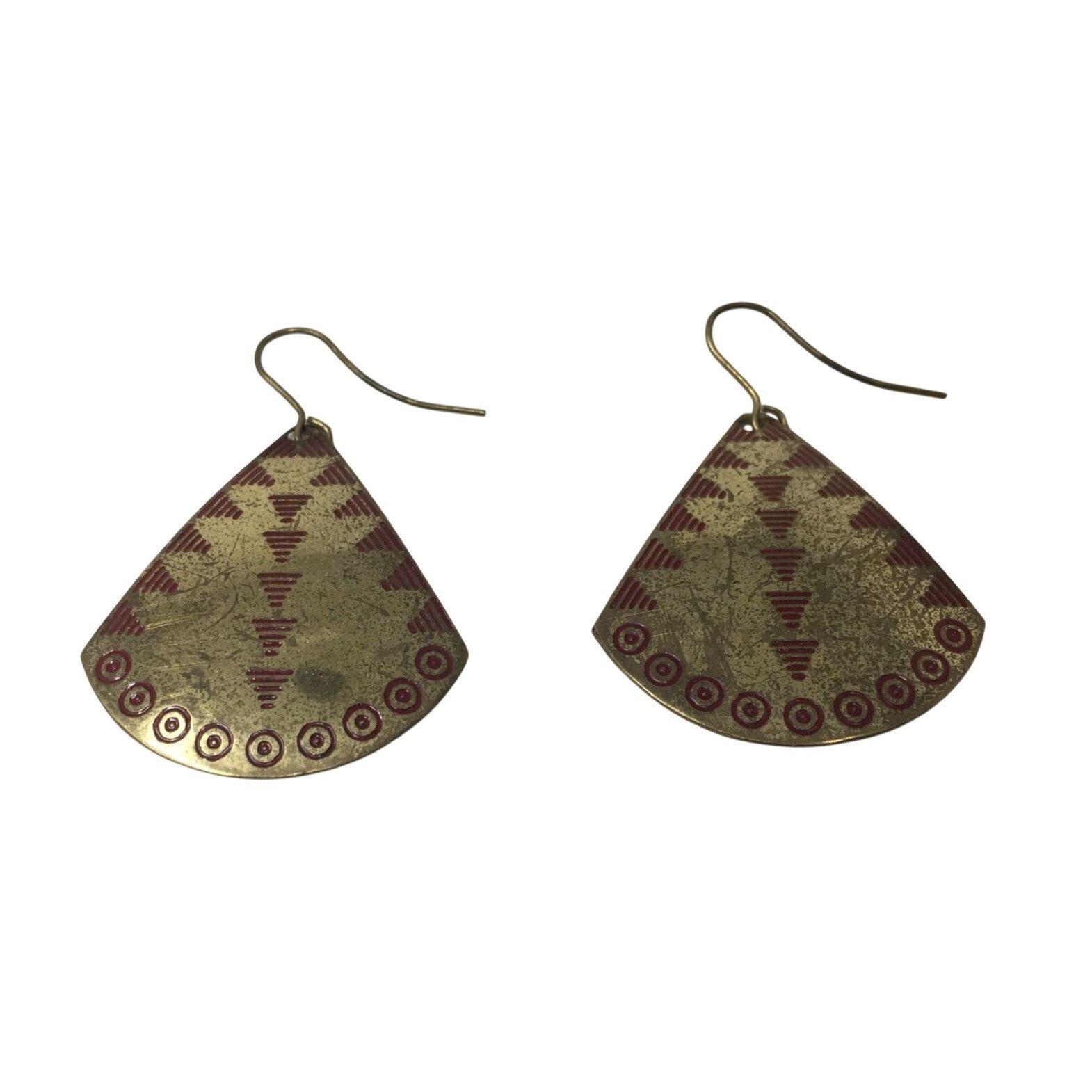 Other Women's Gold Tone Earrings with Red Shape Design on them Size ONE SIZE - 2 Thumbnail