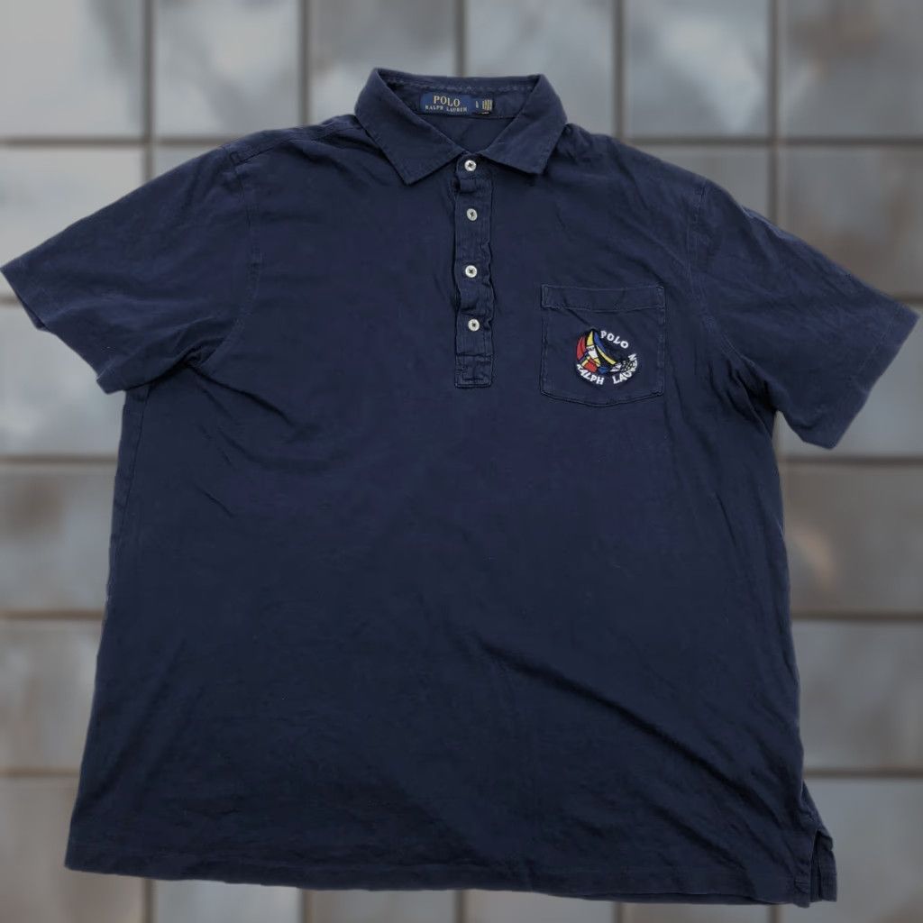 Polo Ralph Lauren Polo Ralph Lauren Polo Shirt Navy Blue Embroidered Sailboat Custom Fit L Mens Short Sleeve Shirt Size US L / EU 52-54 / 3 - 1 Thumbnail