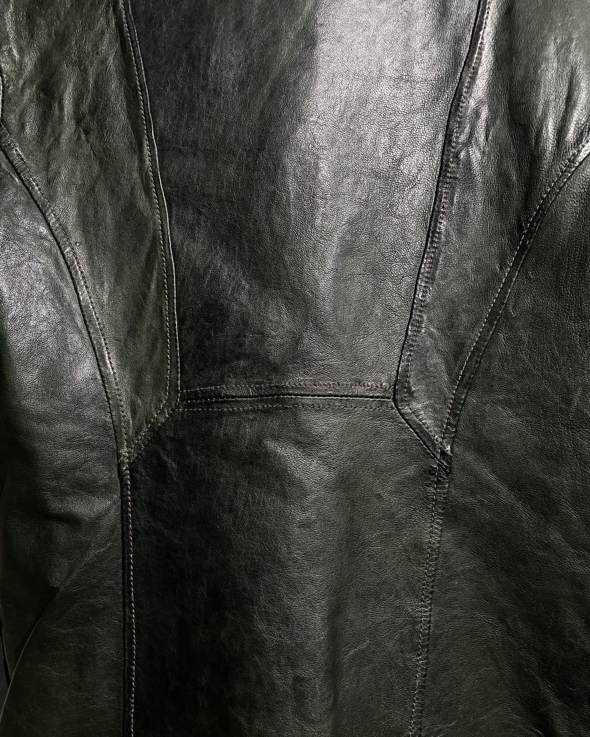 Giorgio Brato Giorgio Brato Oxidized Green Asymmetric Snap Leather Jacket Size S / US 4 / IT 40 - 10 Thumbnail