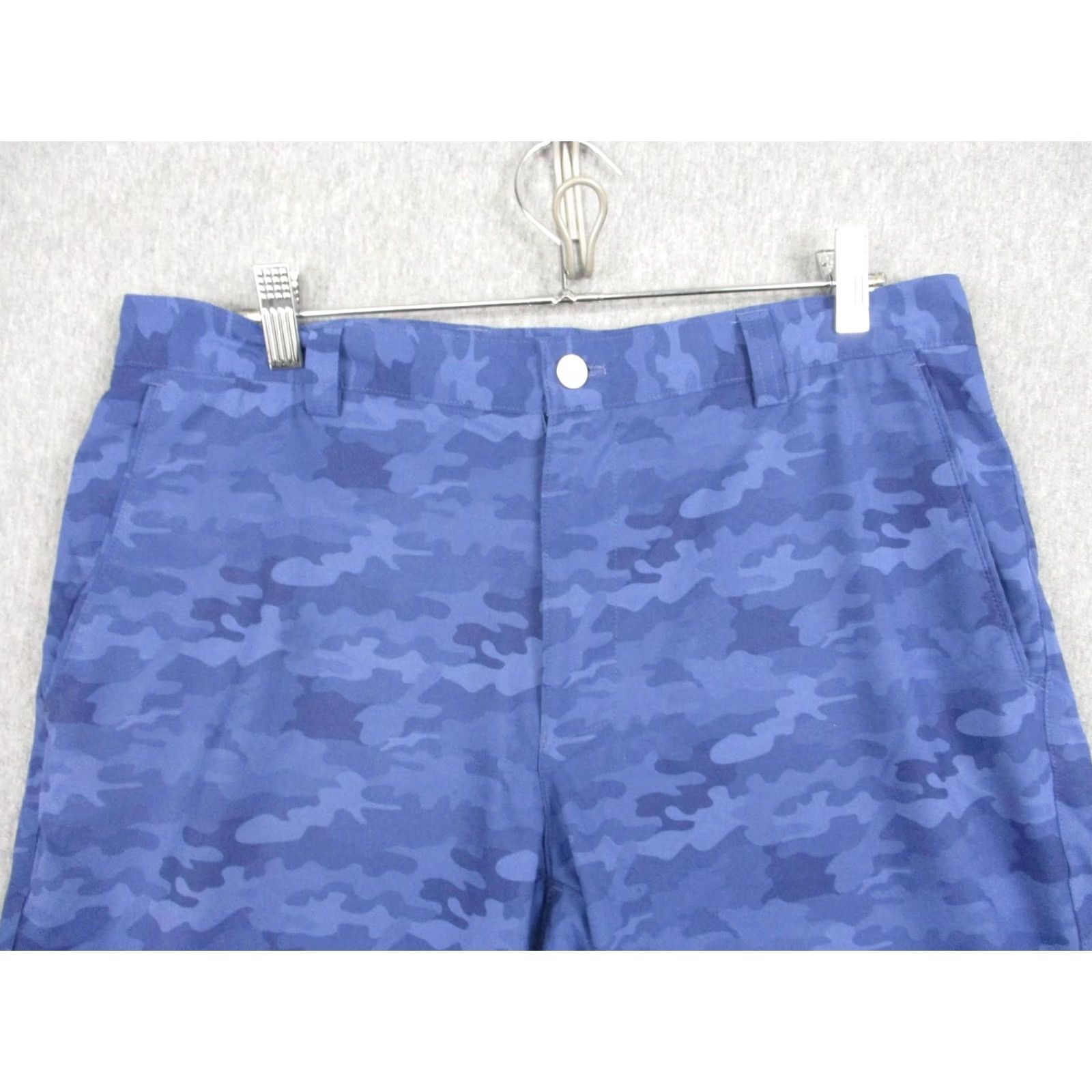 Original Penguin Peter Millar Shorts Mens 33 Blue Camo Stretch Chino Golf 10 Inseam Casual Size US 33 - 3 Thumbnail