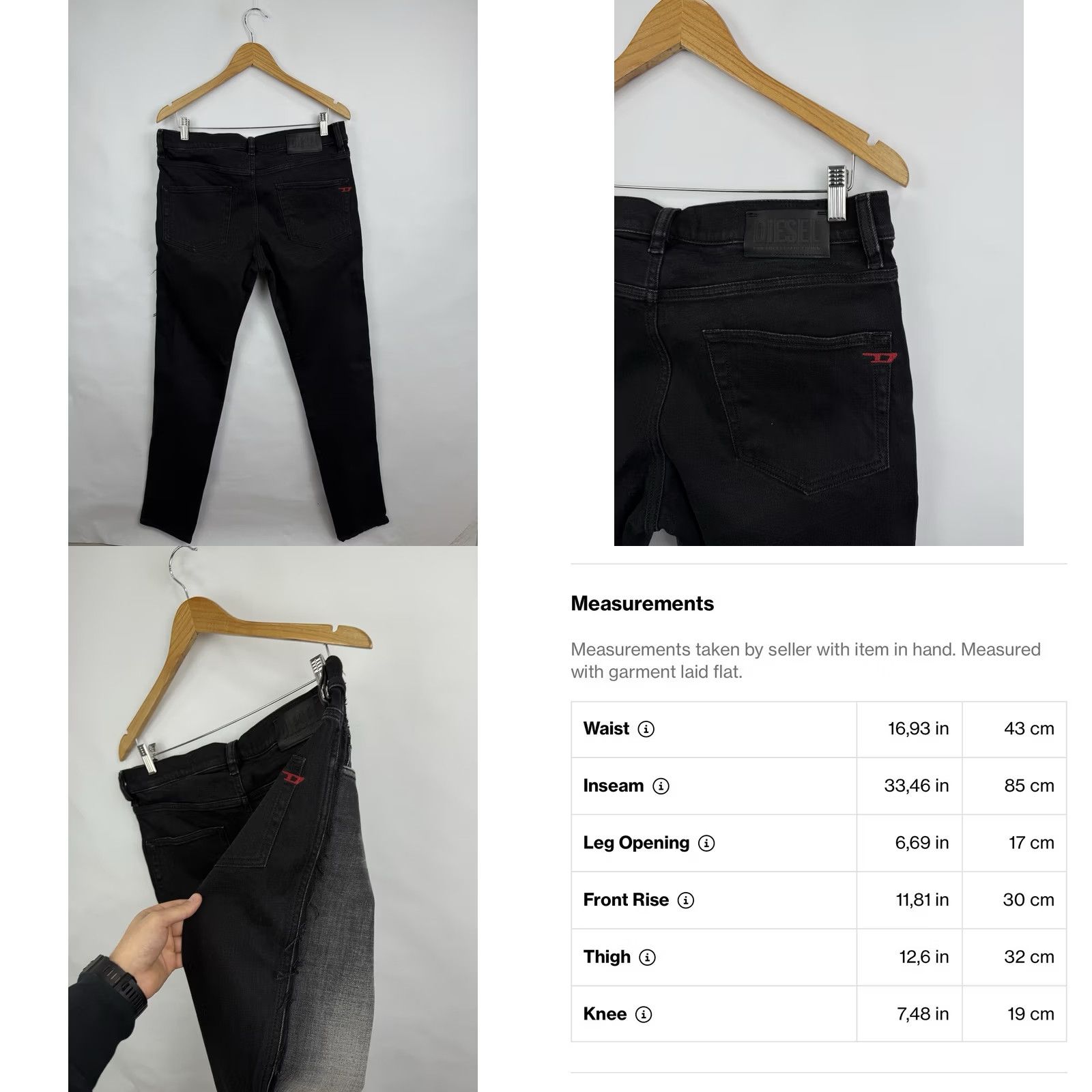 Diesel Diesel D-Strukt Slim 009HY Stretch Jeans Punk Opium Black W33/L34 Slim Mens Jeans Size US 33 - 11 Thumbnail