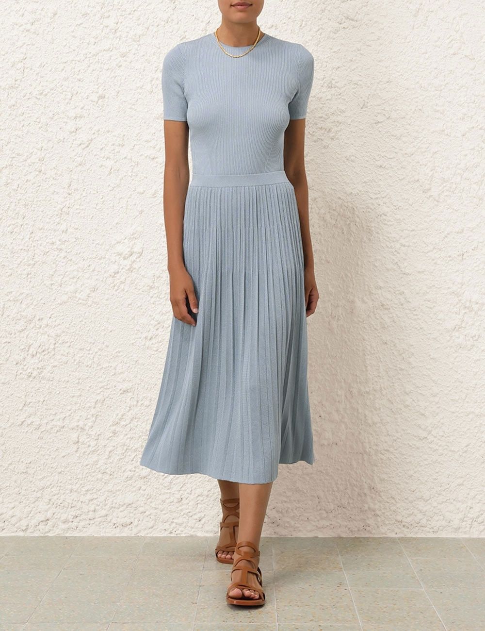 Zimmermann oc11z0525 Waverly Rib Midi Skirt in Blue Size 27" / US 4 / IT 40 - 2 Thumbnail