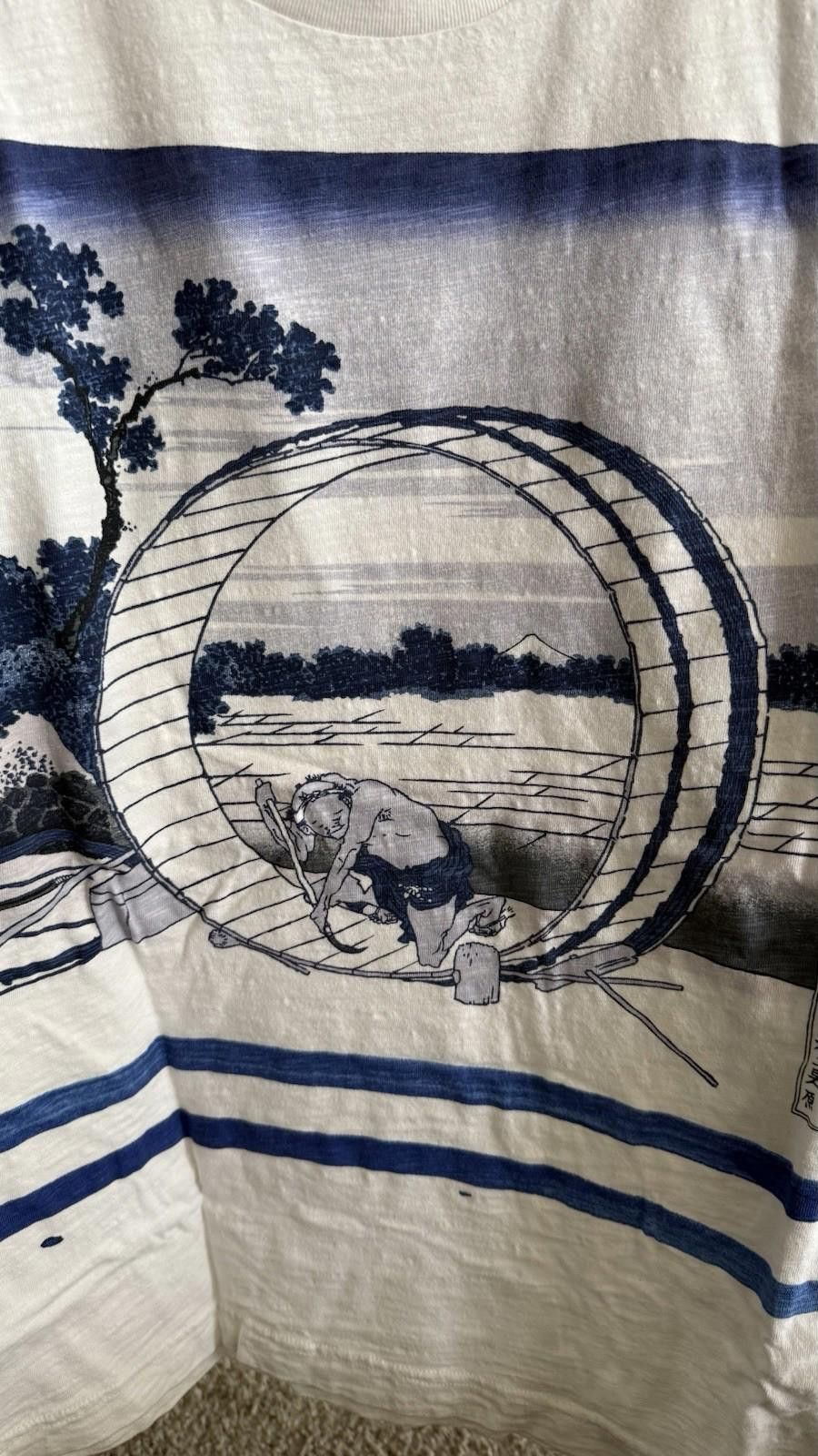 Uniqlo Uniqlo Shirt Art Tee Hokusai Blue White Short Medium Fuji Size US XL / EU 56 / 4 - 2 Thumbnail