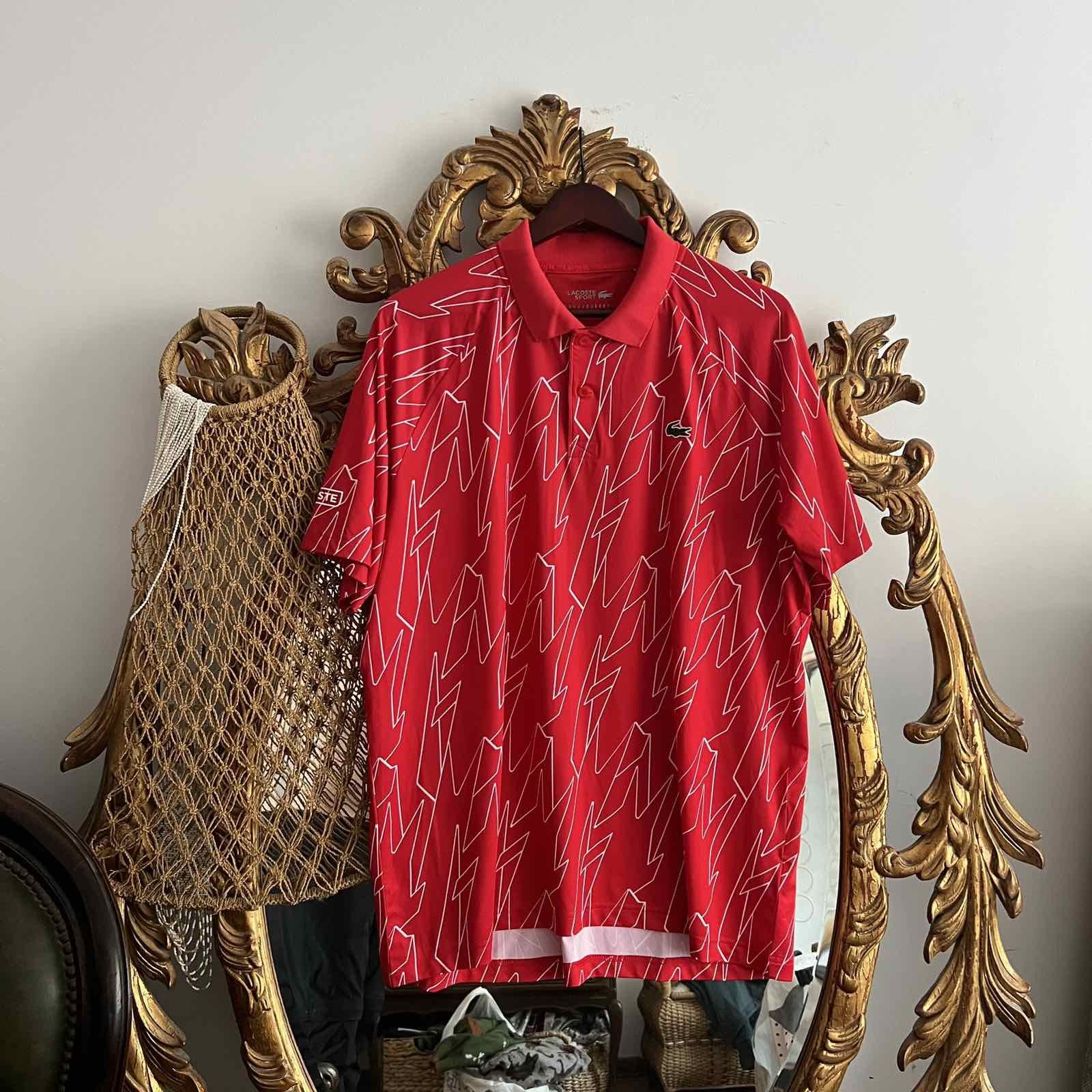 Lacoste LACOSTE Novak Djokovic Mens Polo Shirt Red White Size US XXL / EU 58 / 5 - 1 Thumbnail