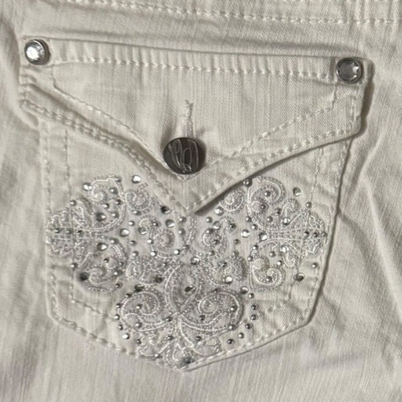Nine West Nine West White Beaded Jeans Size 12 Cropped Retro Sparkle Size 34" / US 12 / IT 48 - 7 Thumbnail