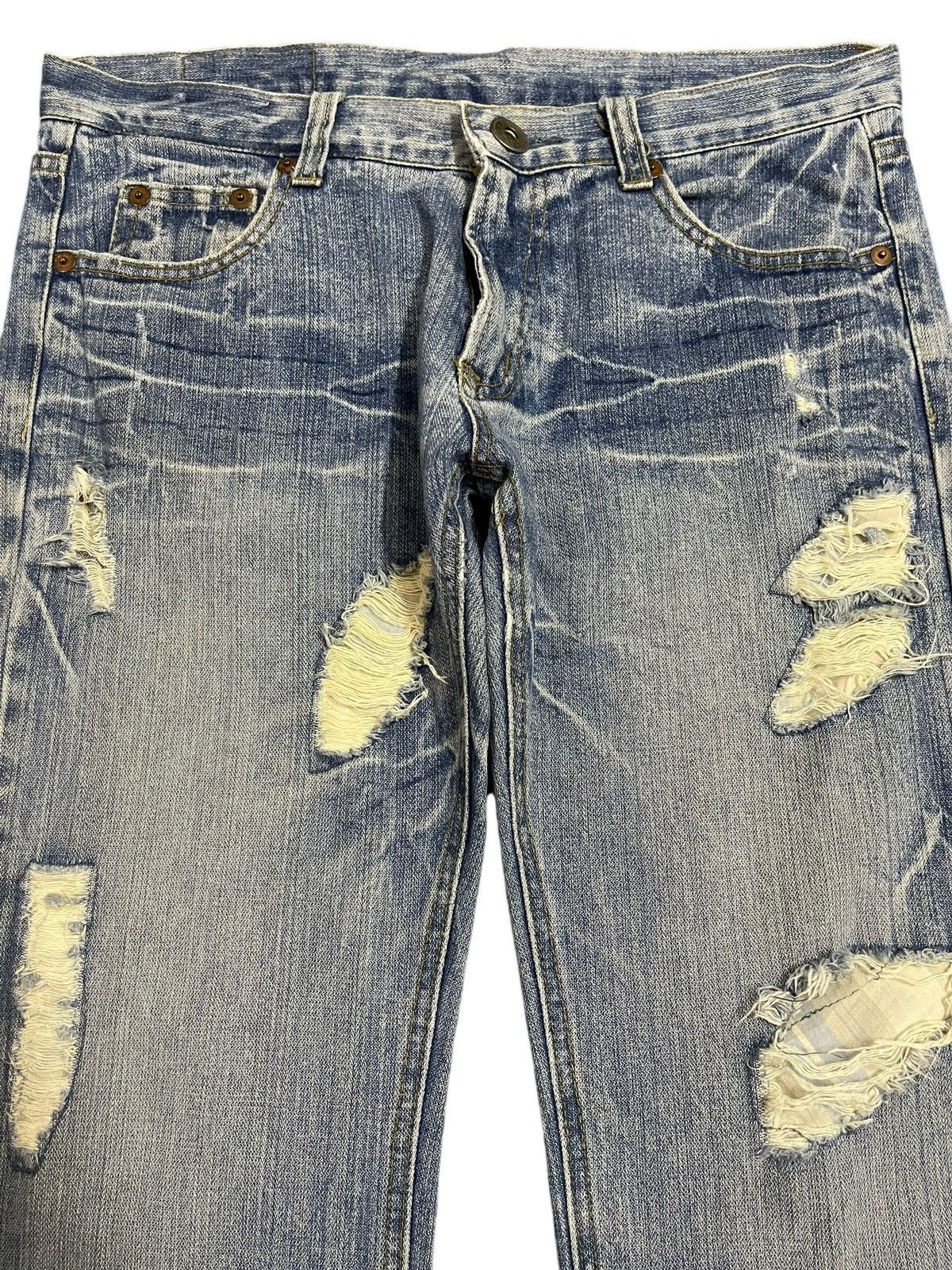 Kapital Vintage Japanese Brand Blue Faded Wash Distress Loose Jeans Size US 34 / EU 50 - 3 Thumbnail