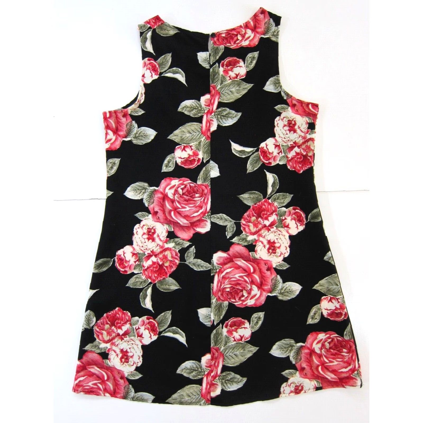 Vintage Liberty Apparel L.A.N.Y. Rayon Black Pink Rose Floral Shift Tank Dress Medium Size M / US 6-8 / IT 42-44 - 2 Thumbnail