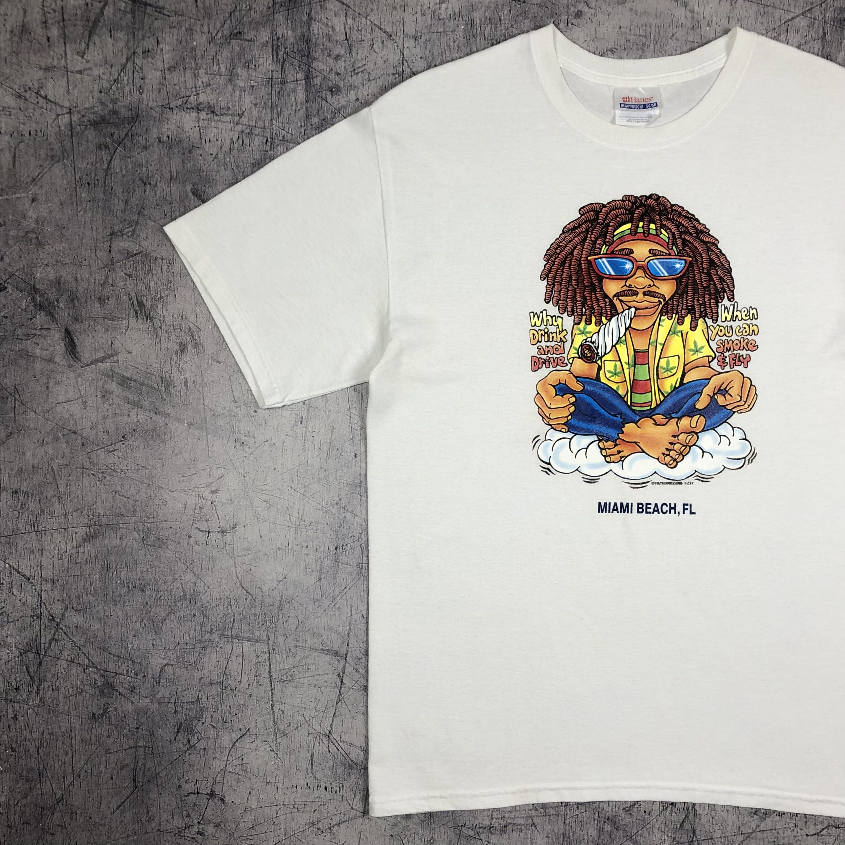 Vintage Smoke Weed Rasta Miami Beach Florida USA Vintage Tee Size US M / EU 48-50 / 2 - 8 Thumbnail