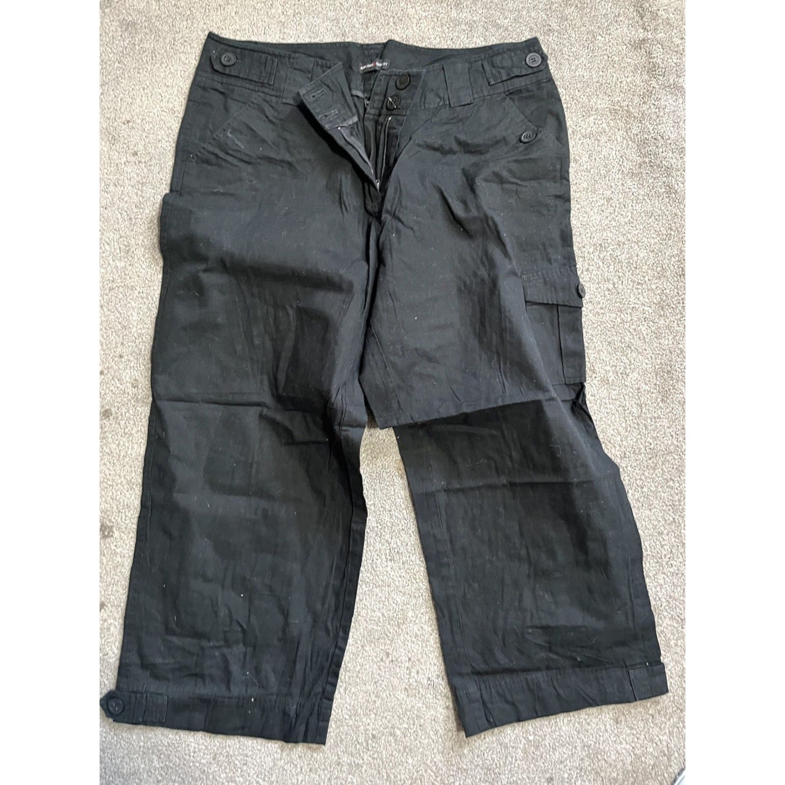 Vintage New York & Company Pants Cargo Pants Womens 12 Black Cotton Size 34" / US 12 / IT 48 - 2 Thumbnail