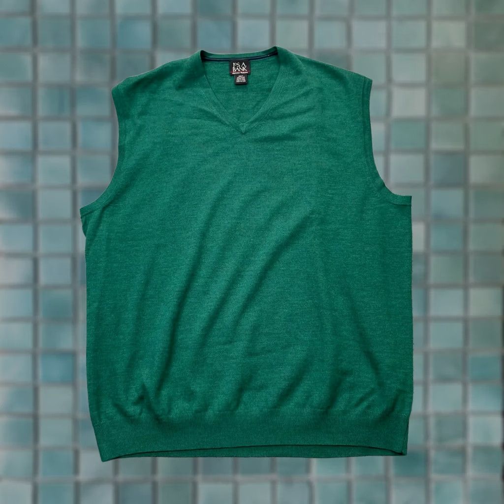Jos. A. Bank VINTAGE Jos A Bank Vest Mens 2XT Green Wool V-Neck Pullover Sweater Knit Lightweight Classic Mens/Boys Size US XXL / EU 58 / 5 - 1 Thumbnail