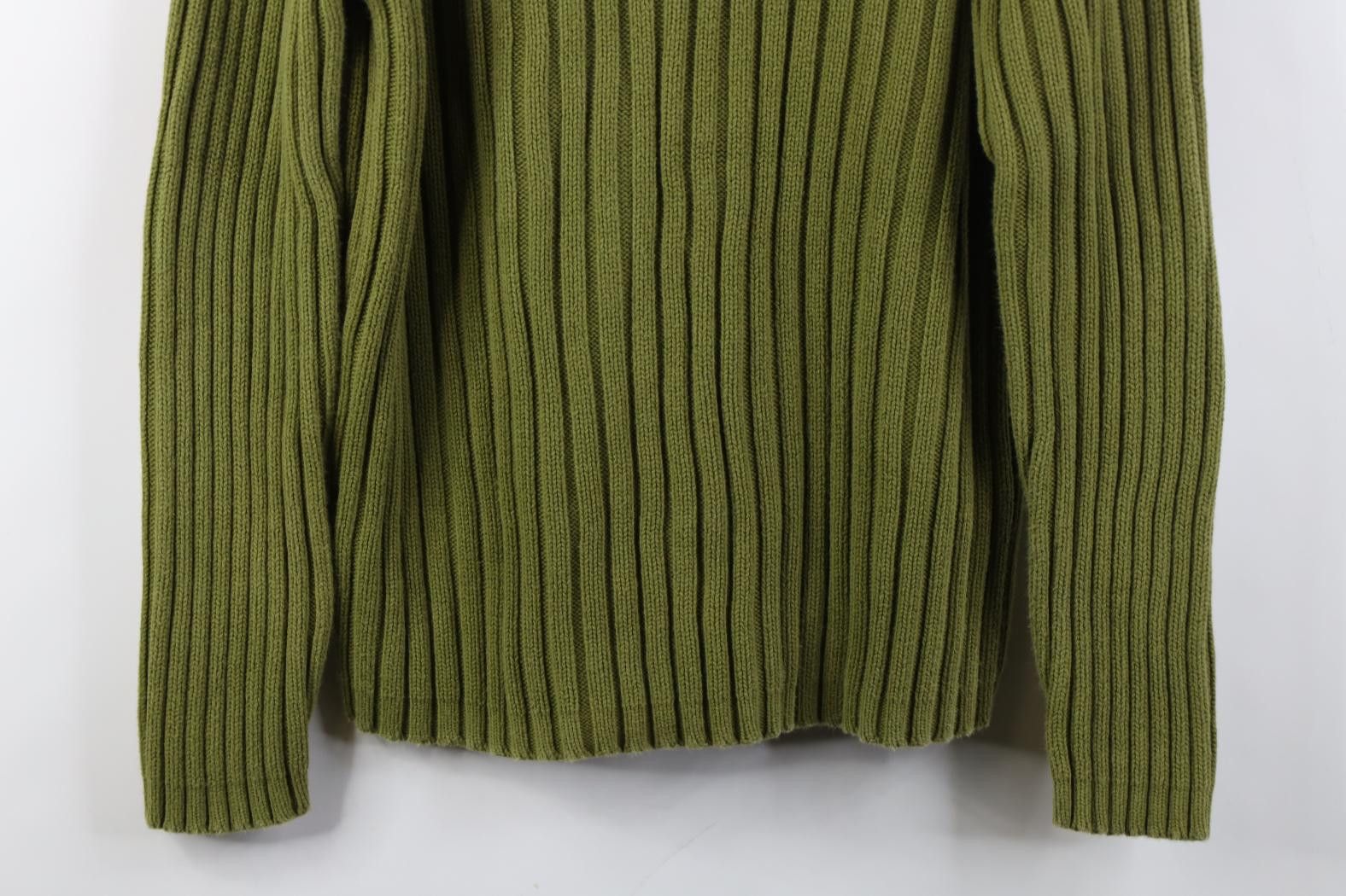 Express Vintage Y2K Express Chunky Ribbed Knit Sweater Green Cotton Size M / US 6-8 / IT 42-44 - 3 Thumbnail
