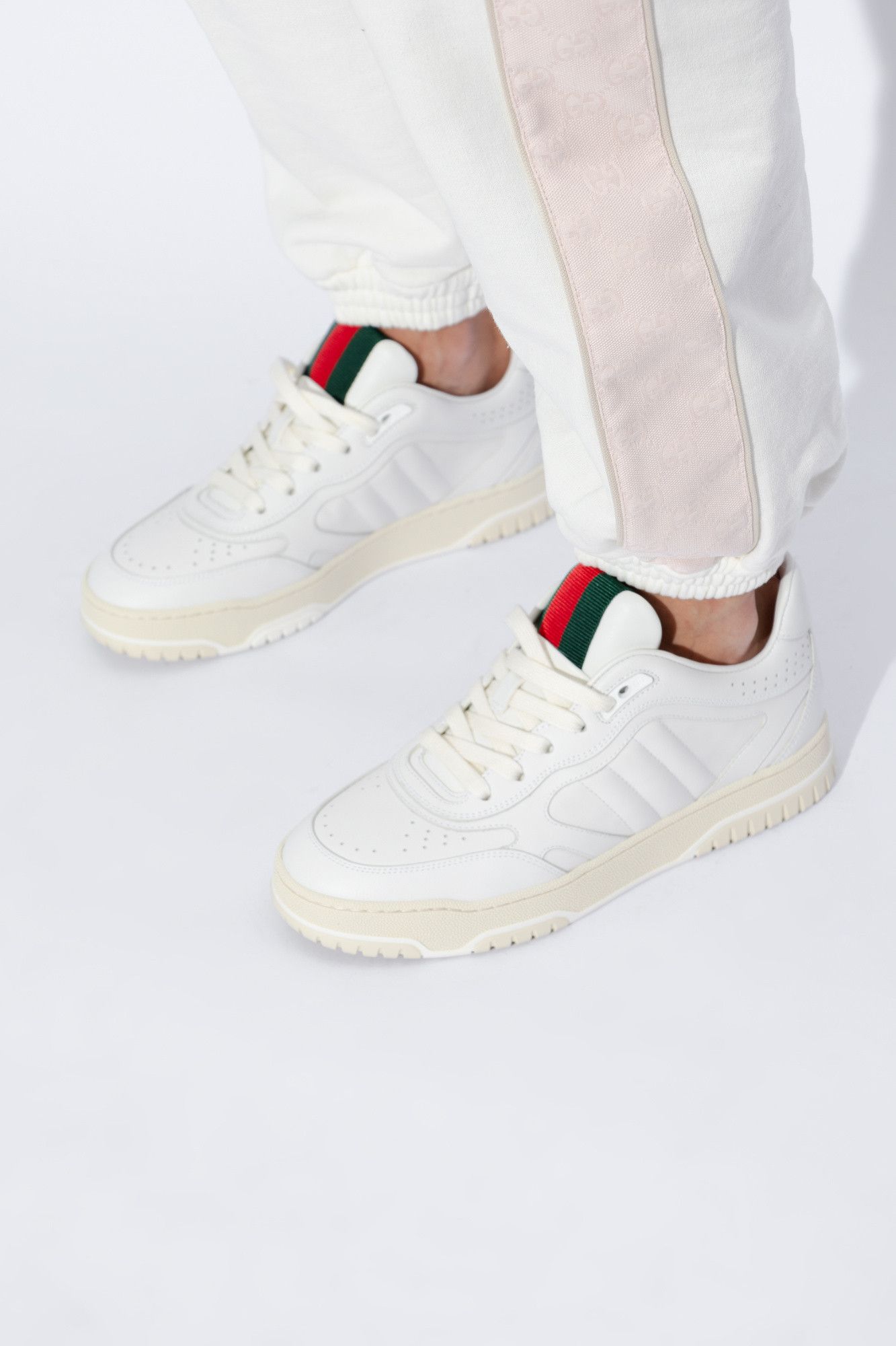 Gucci oc11z526 Women's Gucci Re-Web Sneakers in White Size US 5.5 / IT 35.5 - 2 Thumbnail