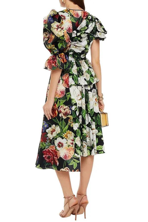 Dolce & Gabbana o1y0825 Midi Dress in Multicolor Size XS / US 0-2 / IT 36-38 - 3 Thumbnail