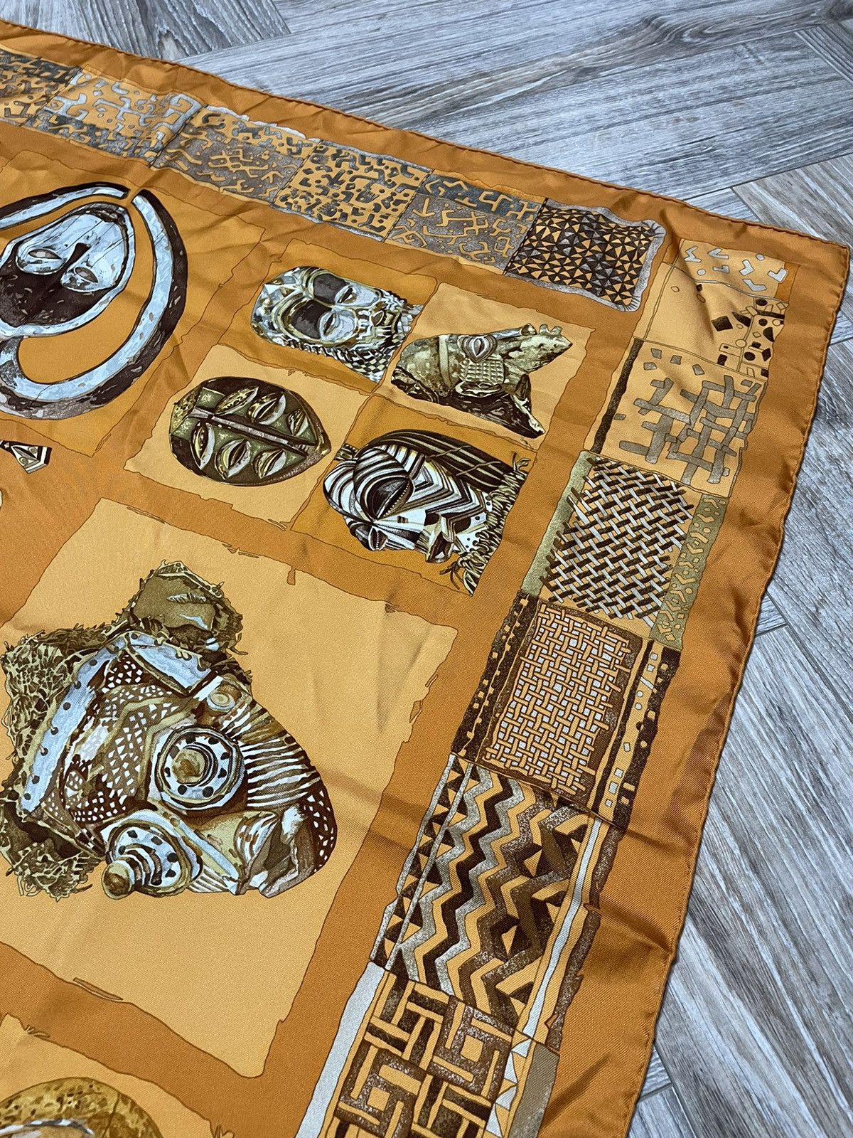AUTHENTIC HERMES PERSONA SILK ORANGE SCARF LOIC DUBIGEON