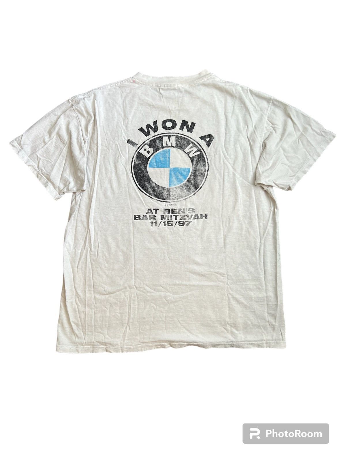 image of Vintage Bmw Car Bar Mitzvah Tee in White, Men's (Size XL)