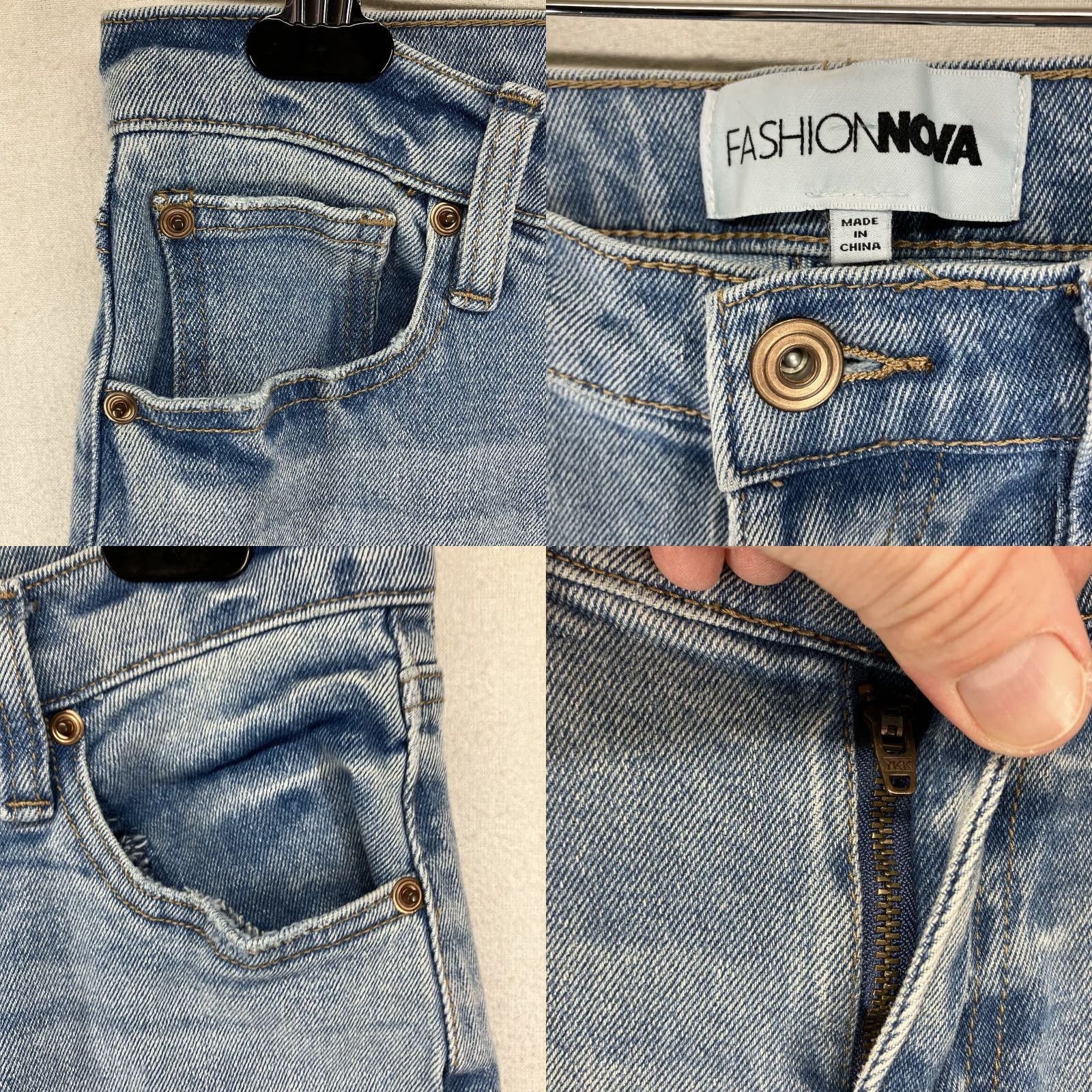Fashion Nova VINTAGE Fashion Nova Women's Jeans Size 3 27x30 Blue Distressed Straight High-Rise Casual Denim Womens Size 26" / US 2 / IT 38 - 8 Thumbnail