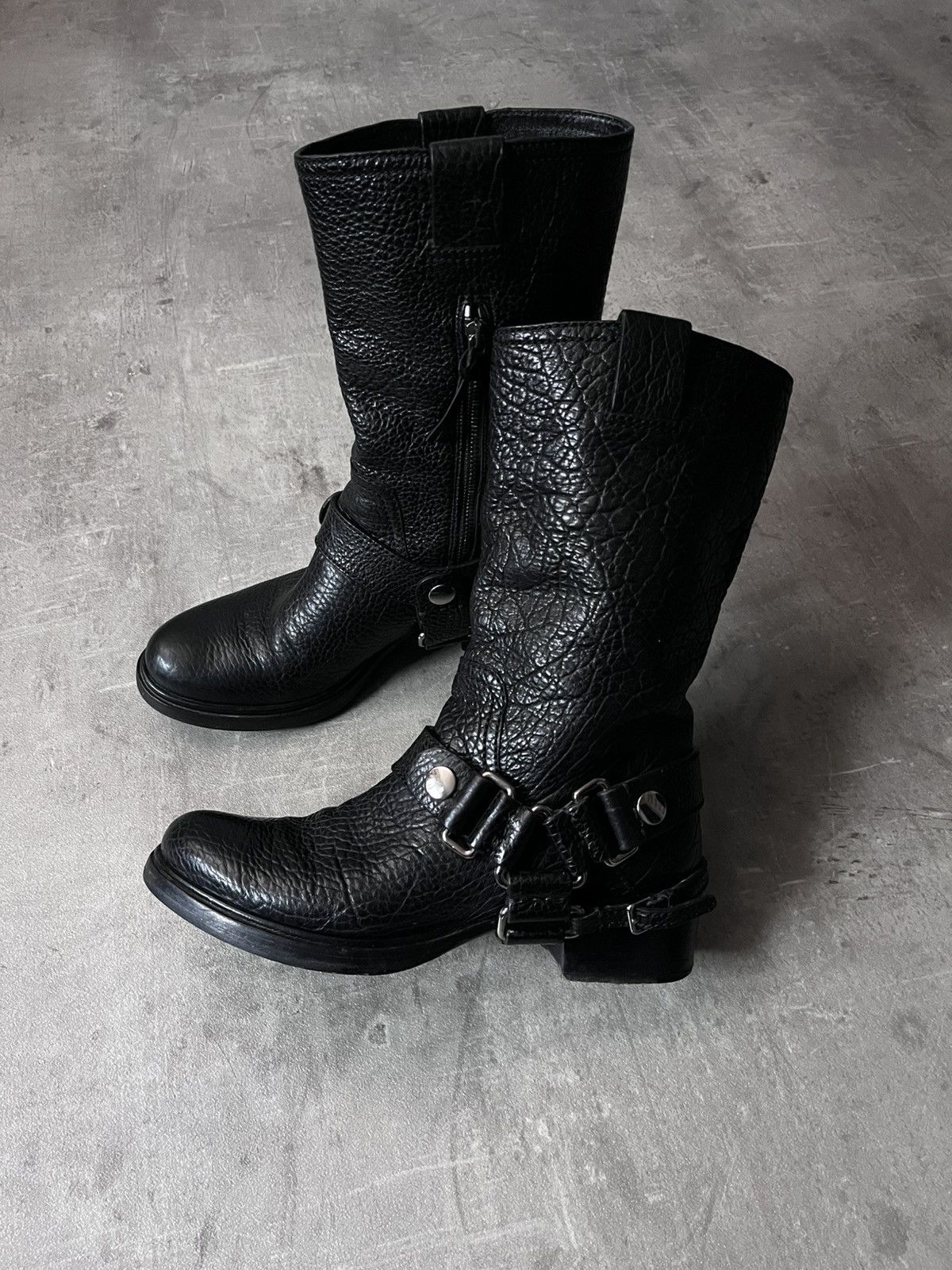 Miu Miu Miu Miu black leather engineer buckle motorcycle boots Size US 9 / IT 39 - 1 Thumbnail