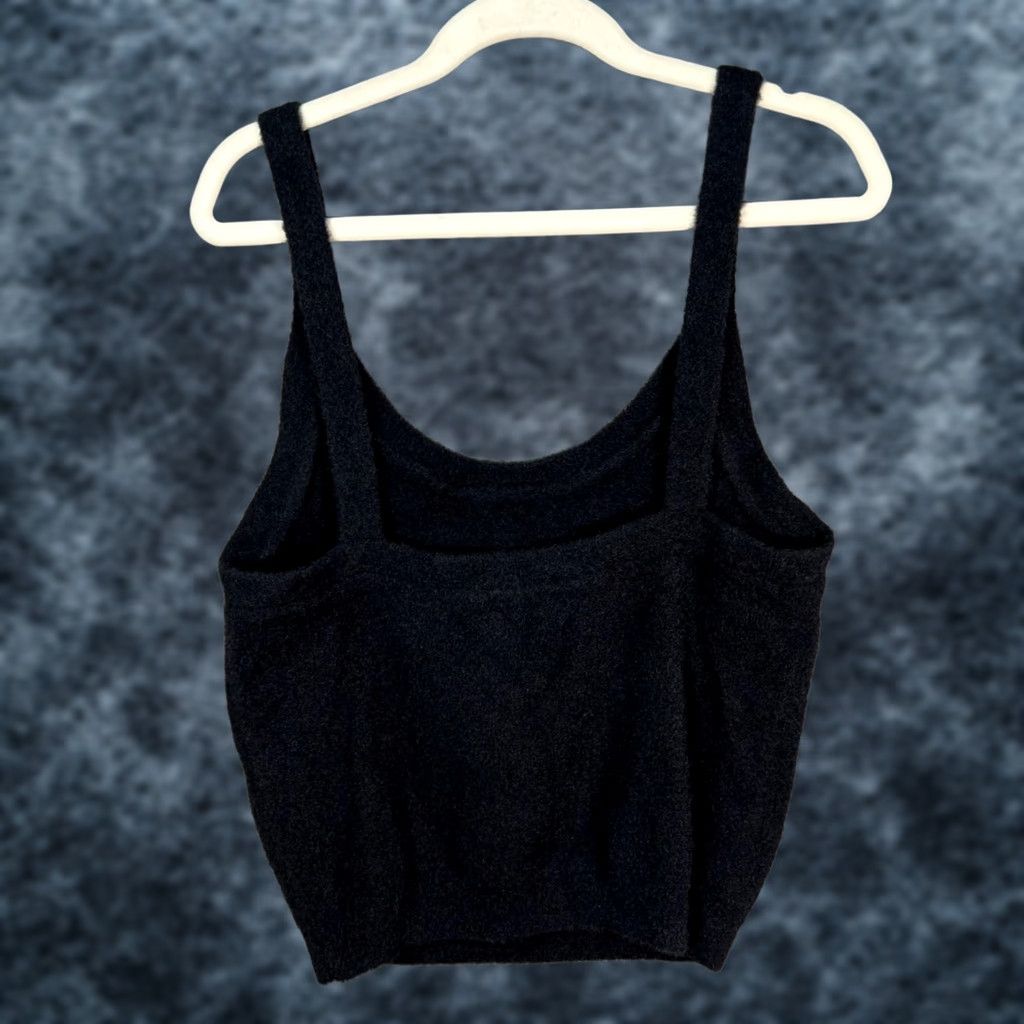 Vintage Wilfred Free Womens Tank Top Nylon Blend Scoop Neck Sleeveless Black Medium Cropped Casual Summer Spring Size M / US 6-8 / IT 42-44 - 1 Thumbnail