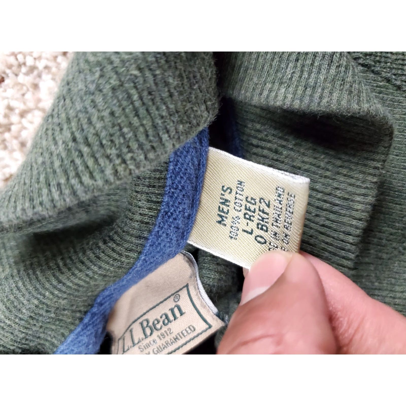Vintage VINTAGE L.L. Bean Sweater Mens Large Green Henley Pullover Long Sleeve Cotton Ribbed Mock Neck Casual Size US L / EU 52-54 / 3 - 5 Thumbnail