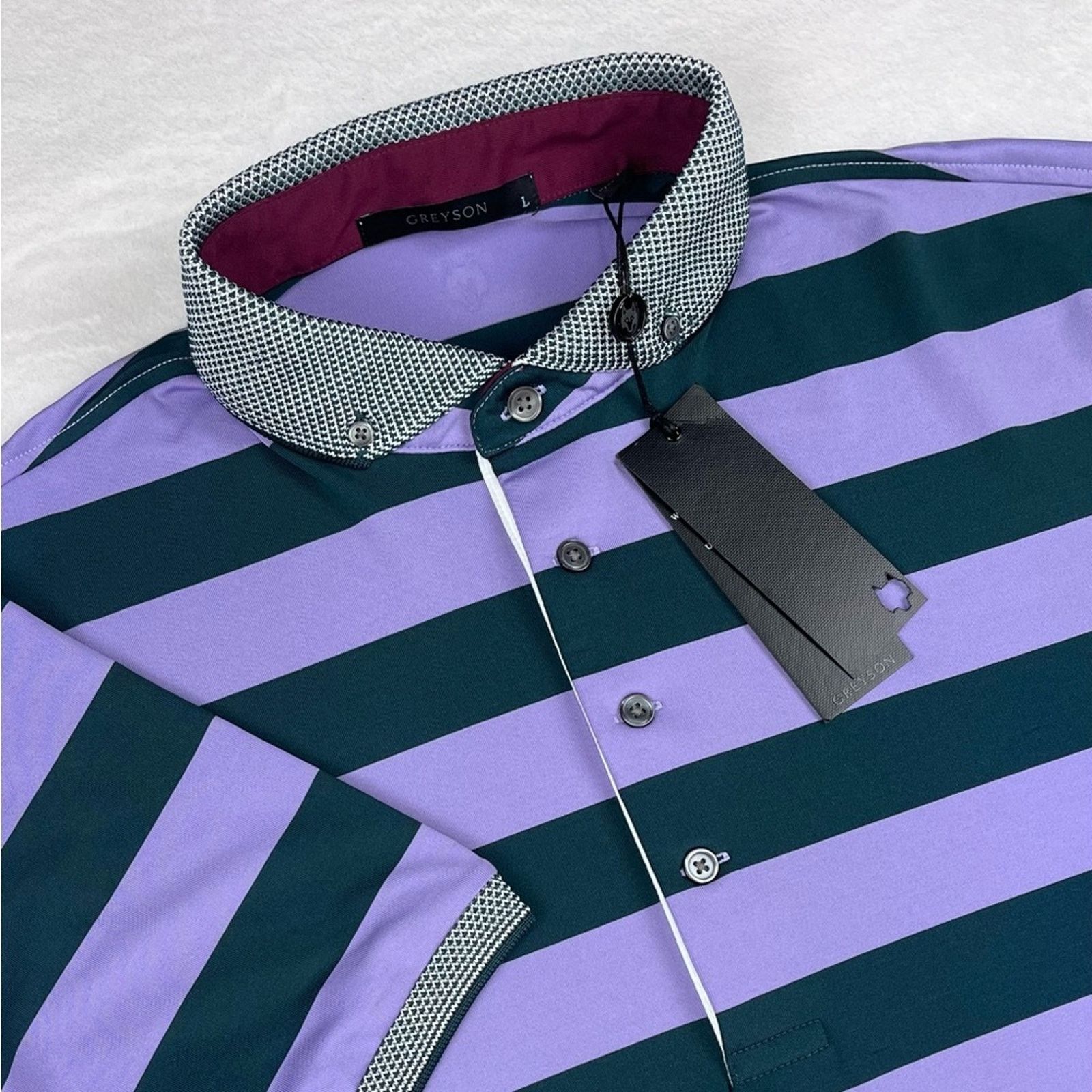 Other Greyson Men’s L Purple Saguache Striped Windflower Golf Polo Size US L / EU 52-54 / 3 - 11 Thumbnail