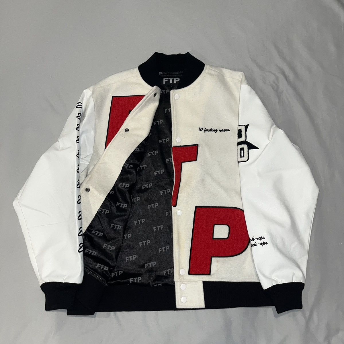 Fuck The Population FTP 10 Year anniversary Varsity Jacket White Size US M / EU 48-50 / 2 - 3 Thumbnail