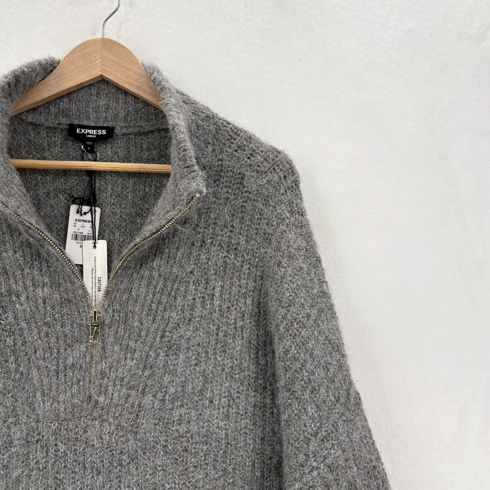 Express Express Sweater Tunic Womens XL Gray Chunky Knit 1/4 Zip Mock Neck Cozy Preppy Size XL / US 12-14 / IT 48-50 - 2 Thumbnail