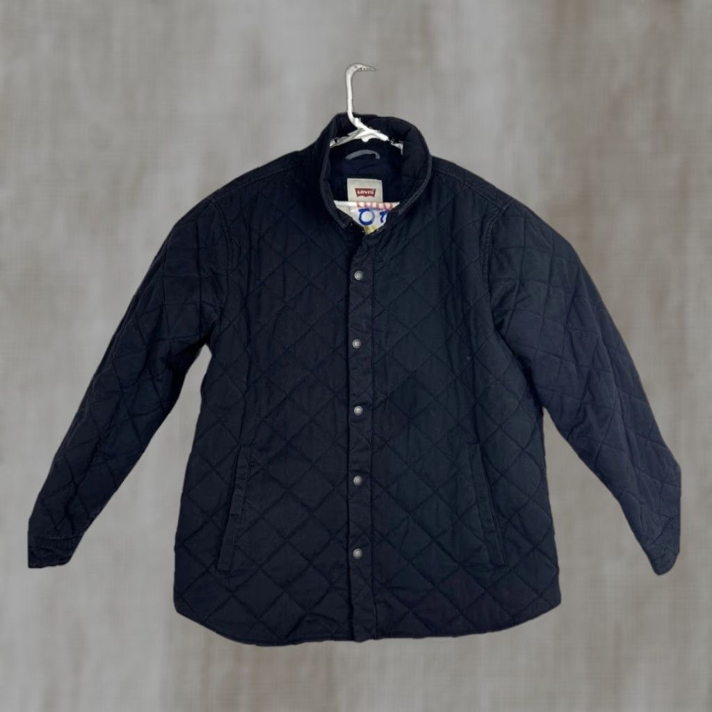 Levi's VINTAGE Levi’s Womens XL Full Zip Snap Jacket Navy Blue Quilted Cotton Size XL / US 12-14 / IT 48-50 - 1 Thumbnail